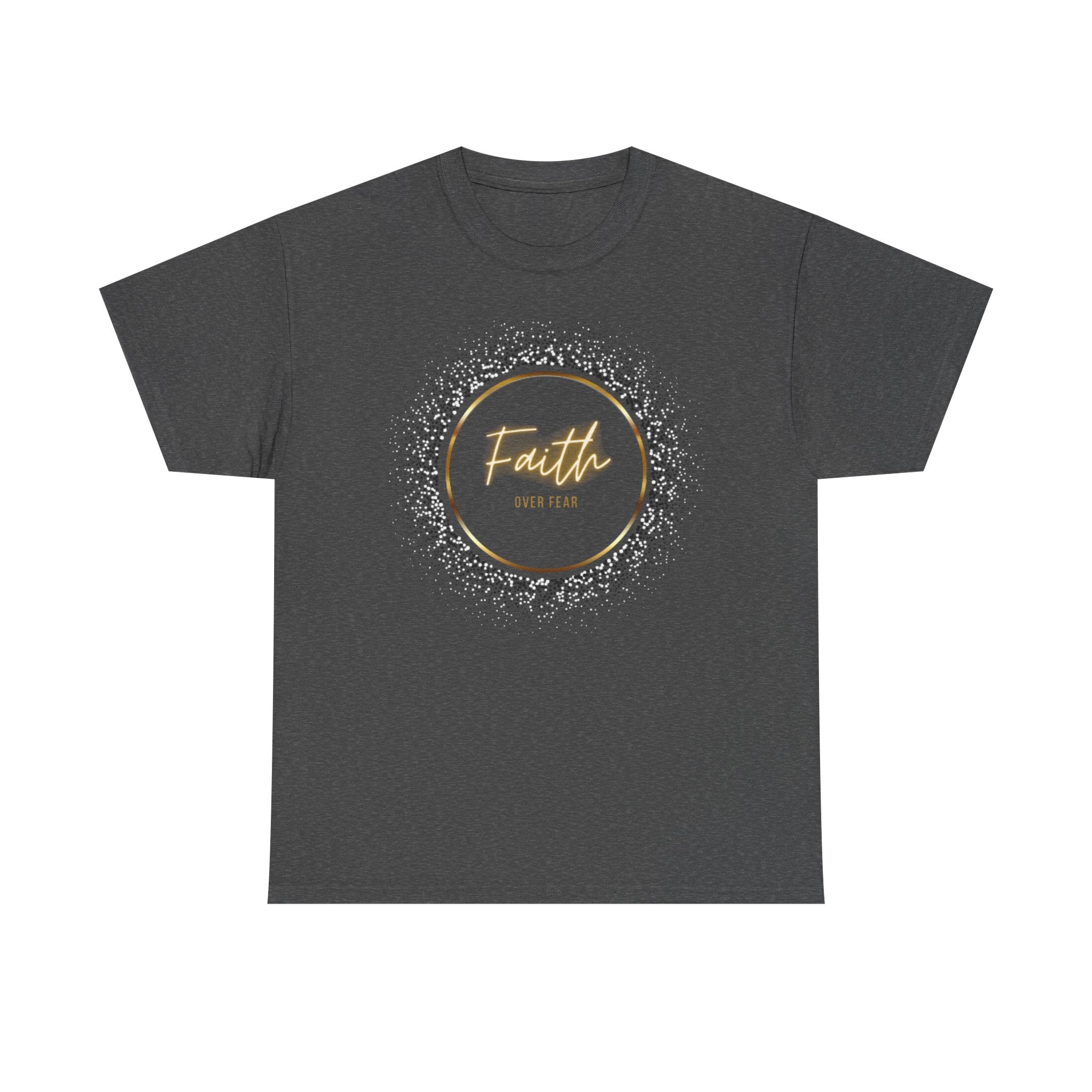 Friendship Circle Graphic Tee- 'Faith Over Fear' Gold Script Floral Badge