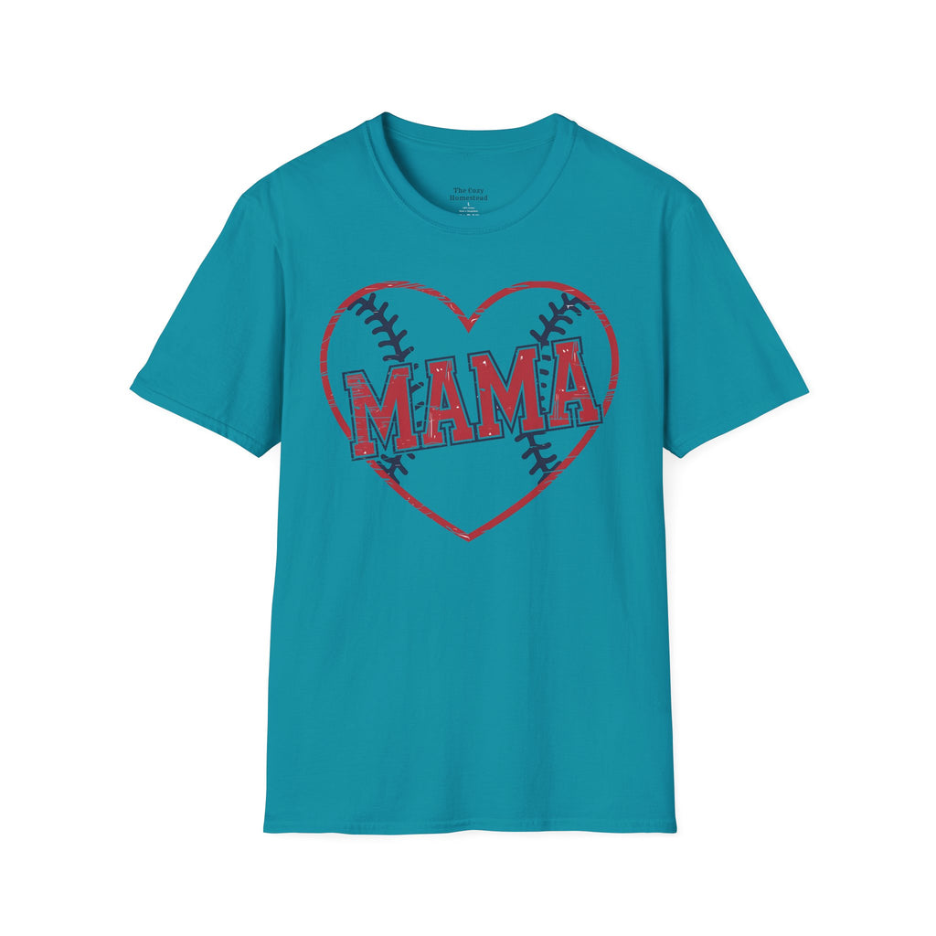 Mama Baseball T-Shirt — Heart Baseball Mom Tee