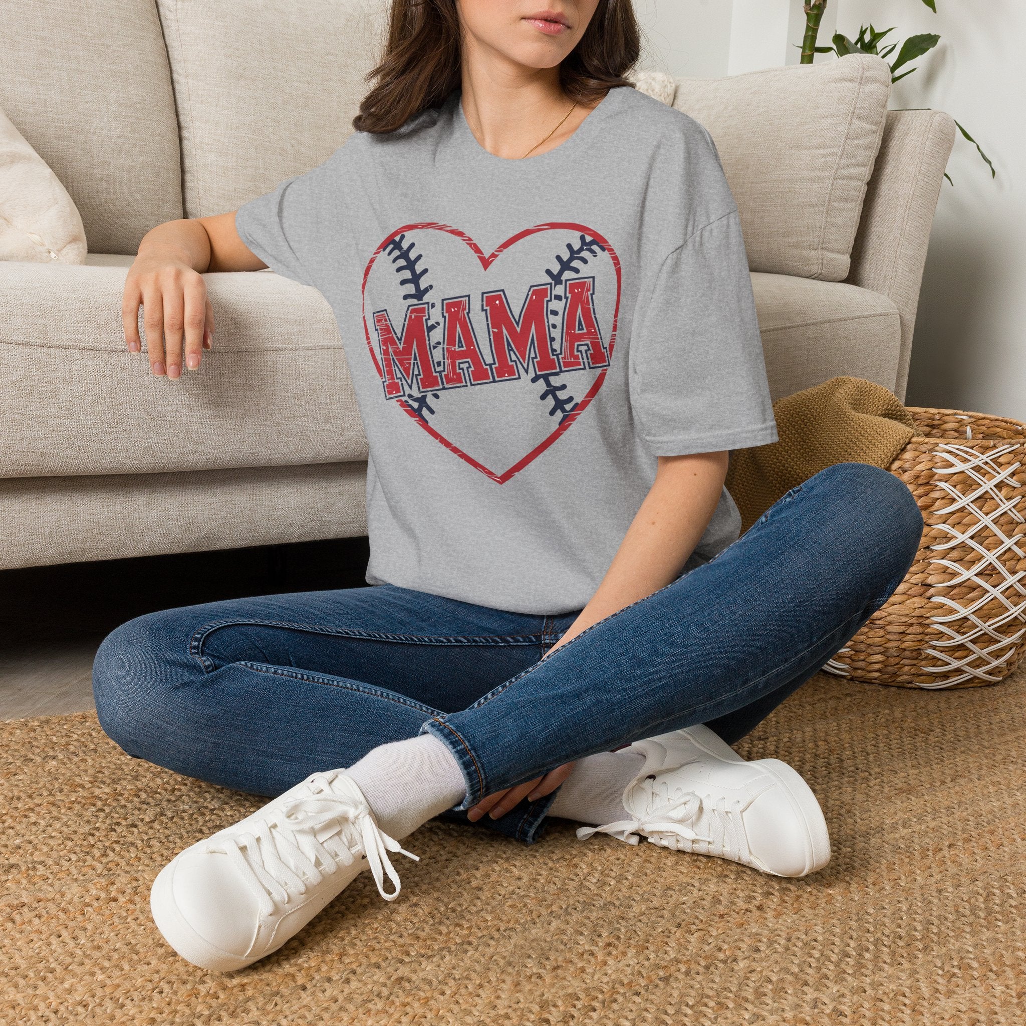 Mama Baseball T-Shirt — Heart Baseball Mom Tee