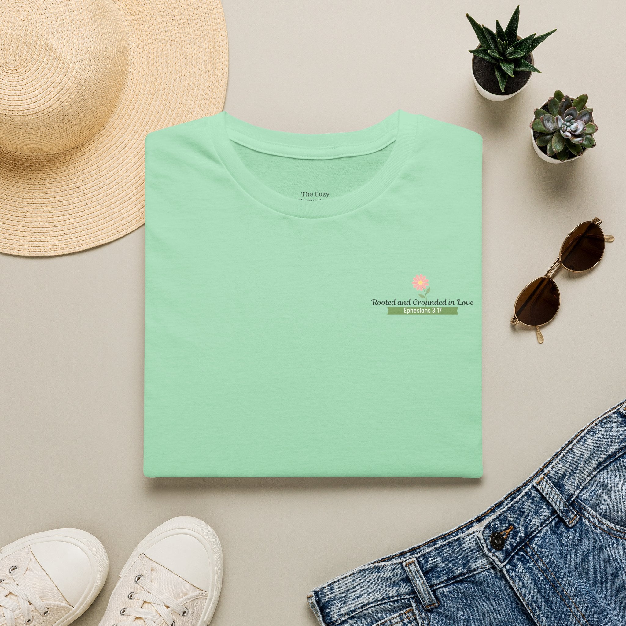 T-Shirt — 'Sunshine and Serendipity' Minimal Floral Chest Logo Tee