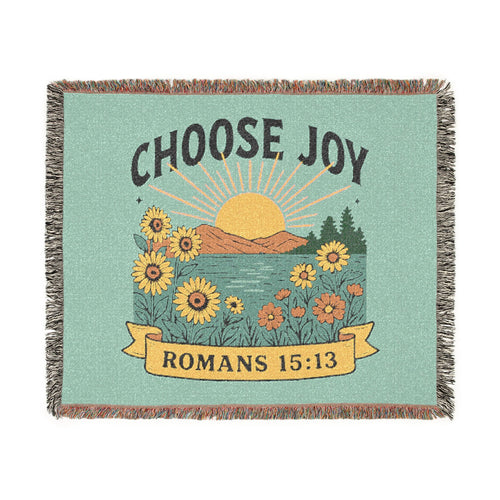 Choose Joy Woven Blanket — Romans 15:13 Sunflower Tapestry Throw