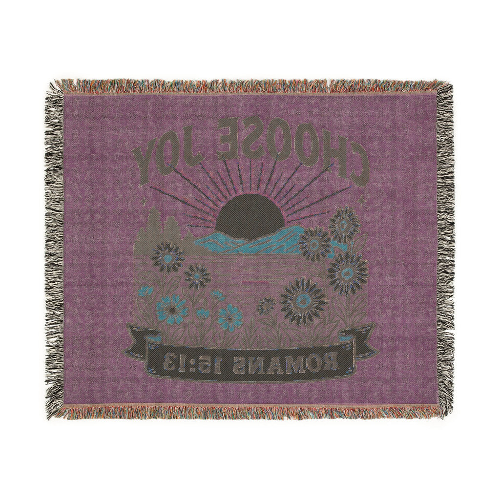 Choose Joy Woven Blanket — Romans 15:13 Sunflower Tapestry Throw