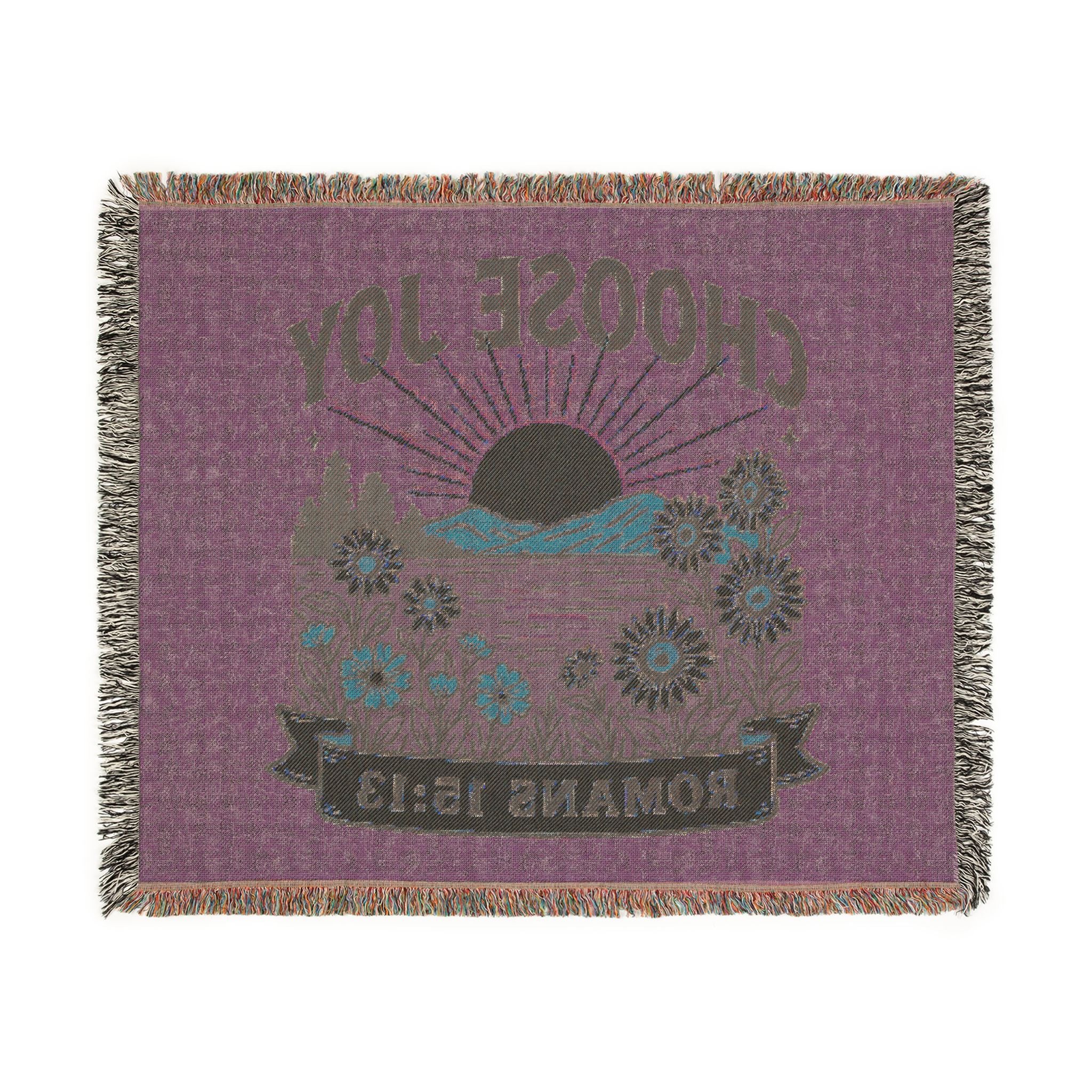 Choose Joy Woven Blanket — Romans 15:13 Sunflower Tapestry Throw