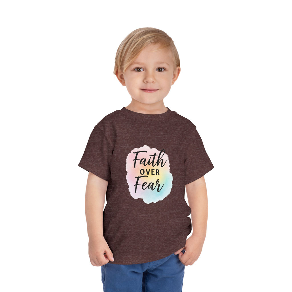 Faith Over Fear Toddler Tee — Pastel Watercolor Inspirational Kids Shirt