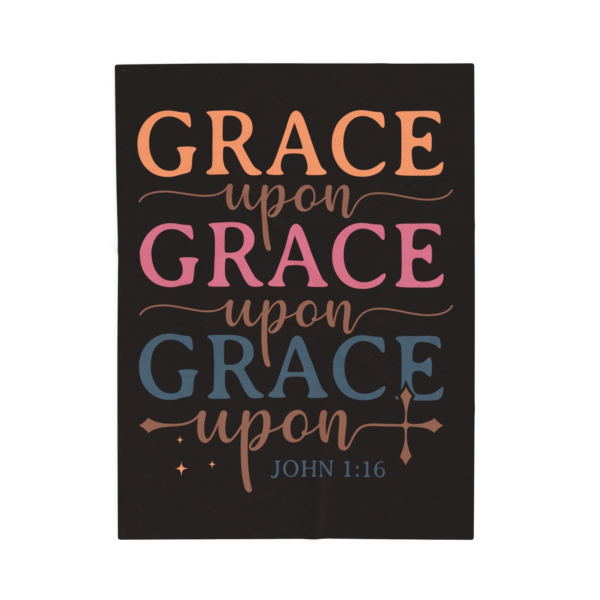 Velveteen Blanket — "Grace Upon Grace" Christian Throw (John 1:16)