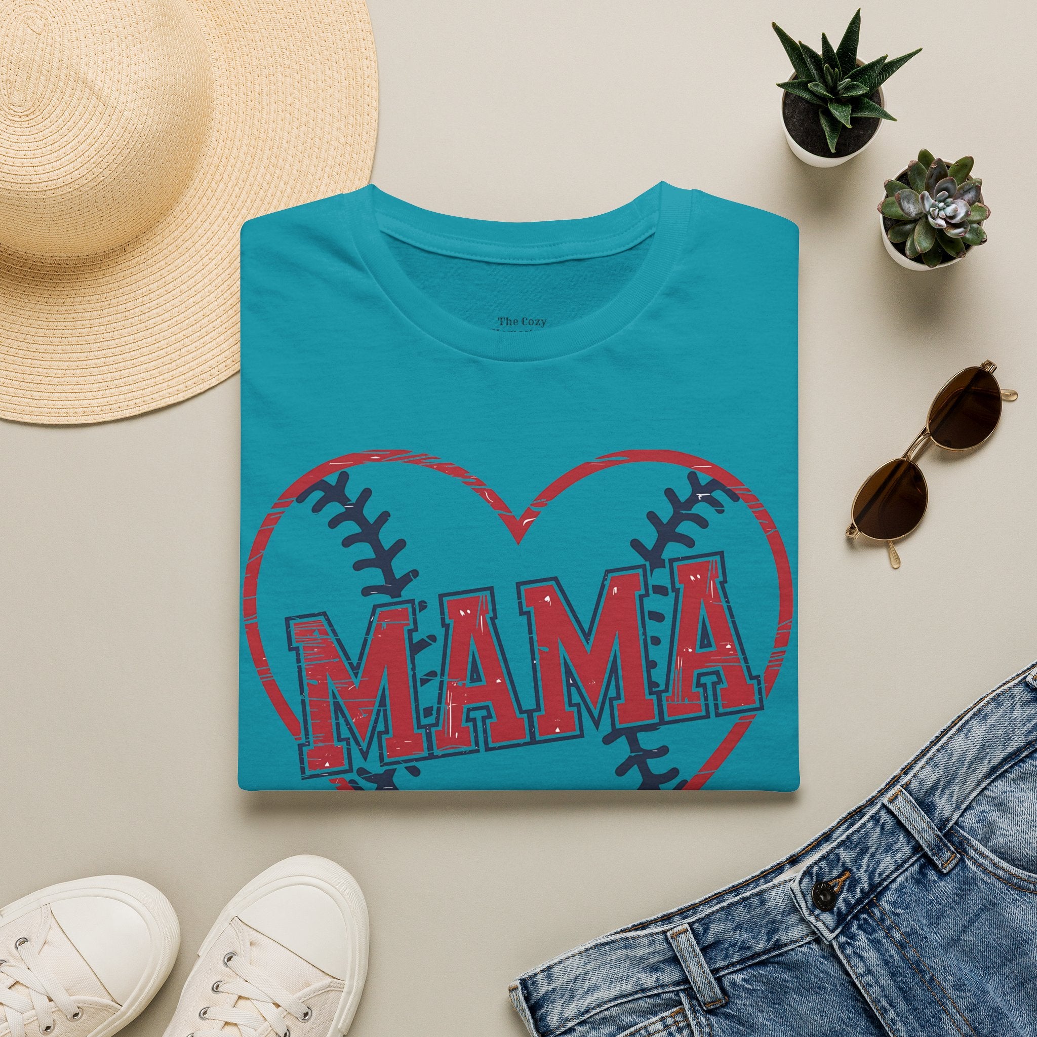 Mama Baseball T-Shirt — Heart Baseball Mom Tee