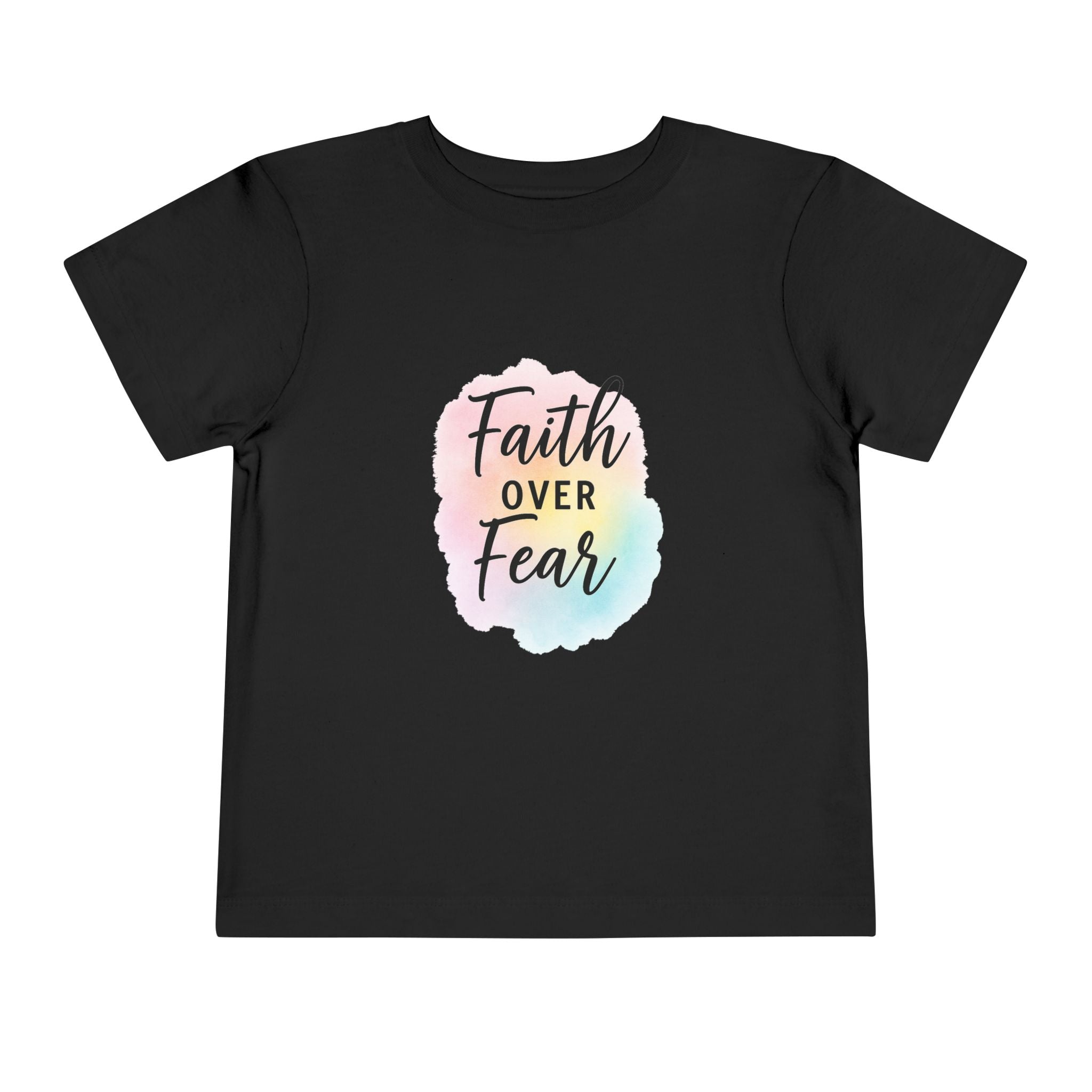 Faith Over Fear Toddler Tee — Pastel Watercolor Inspirational Kids Shirt