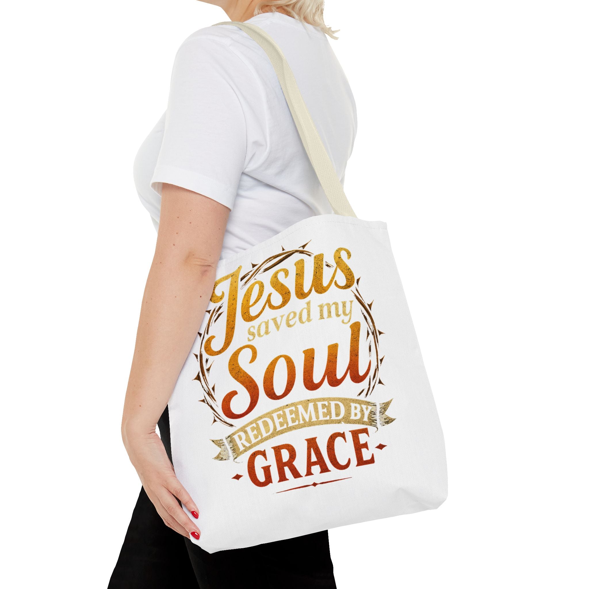 Canvas Tote Bag — "Jesus Saved My Soul, Redeemed by Grace"