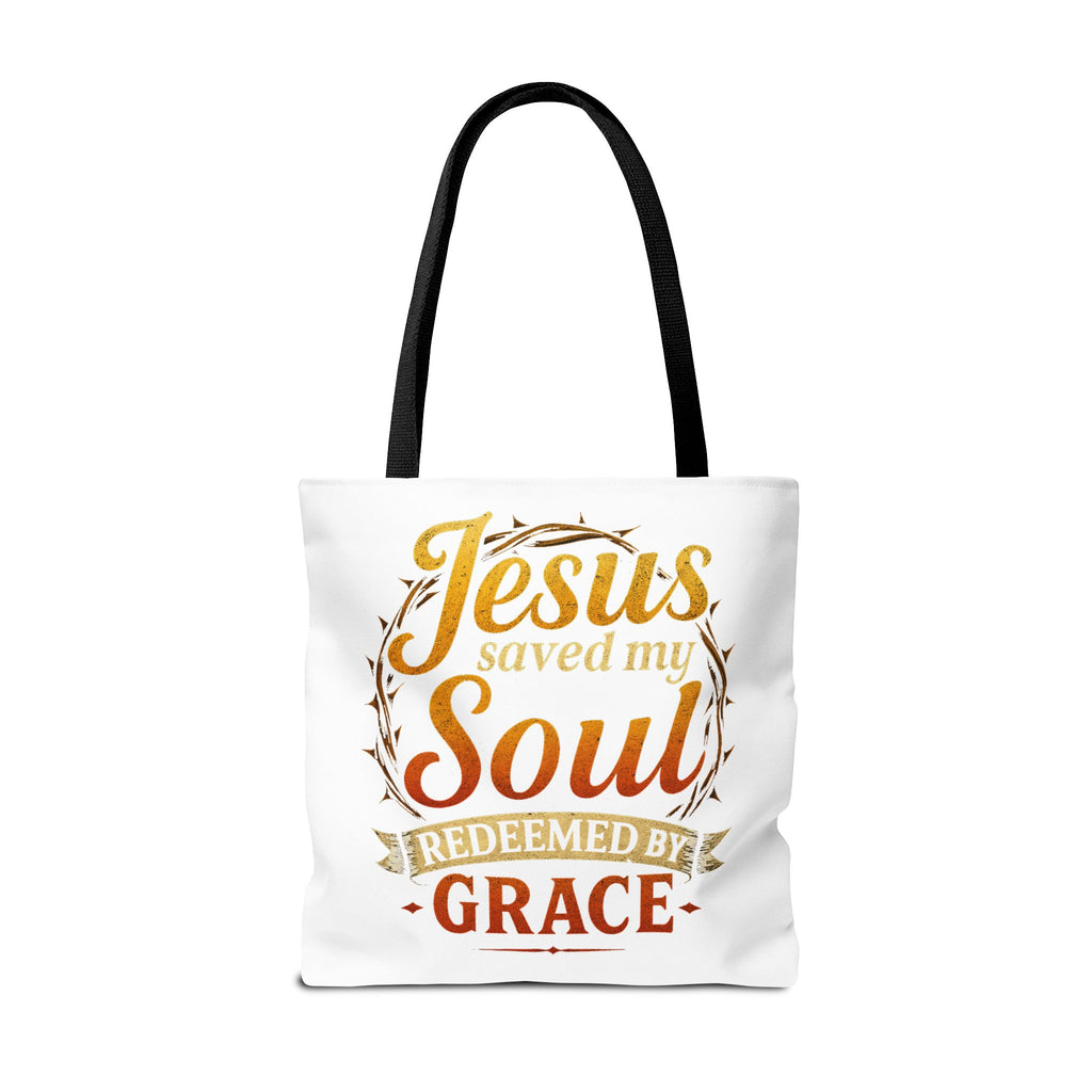 Canvas Tote Bag — "Jesus Saved My Soul, Redeemed by Grace"