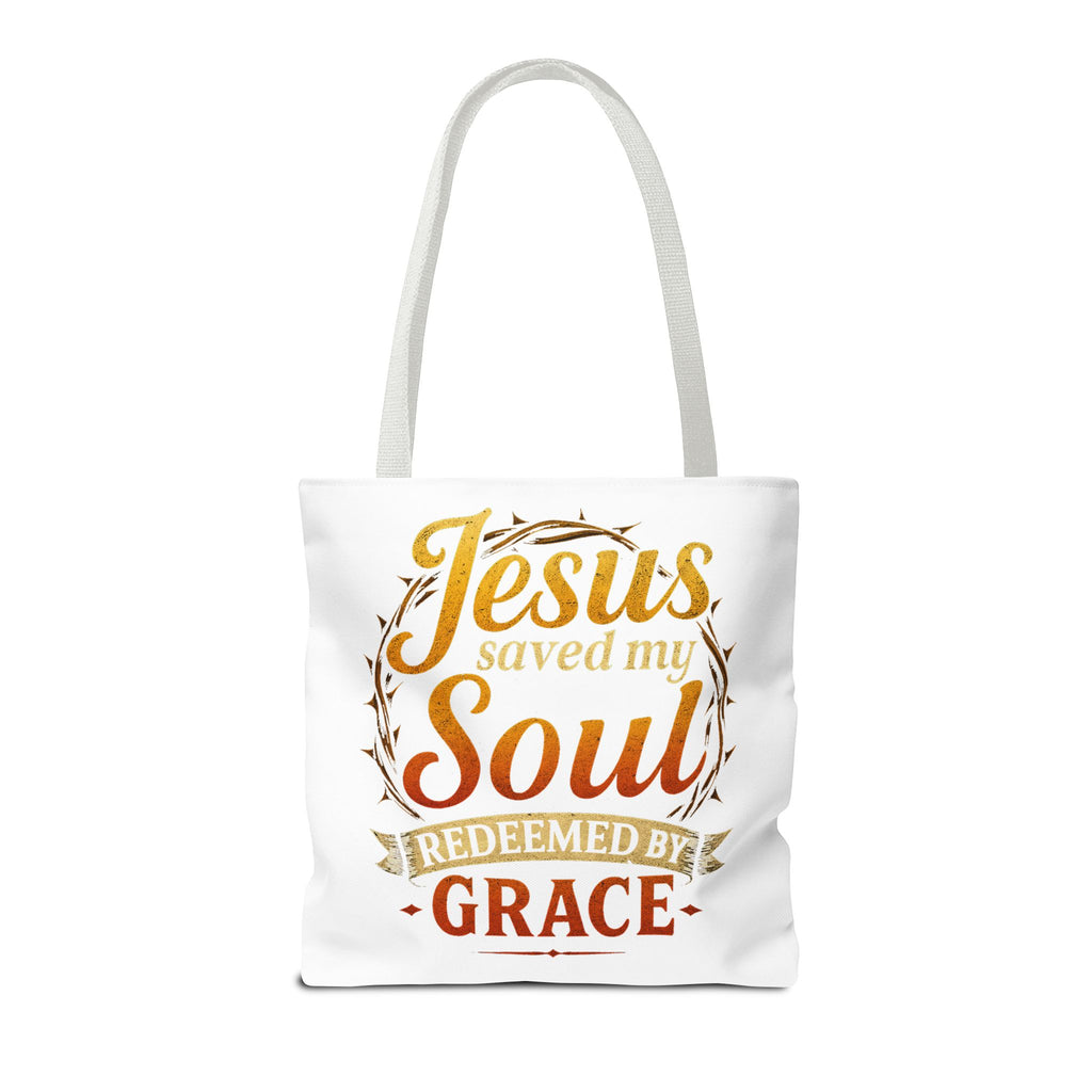 Canvas Tote Bag — "Jesus Saved My Soul, Redeemed by Grace"