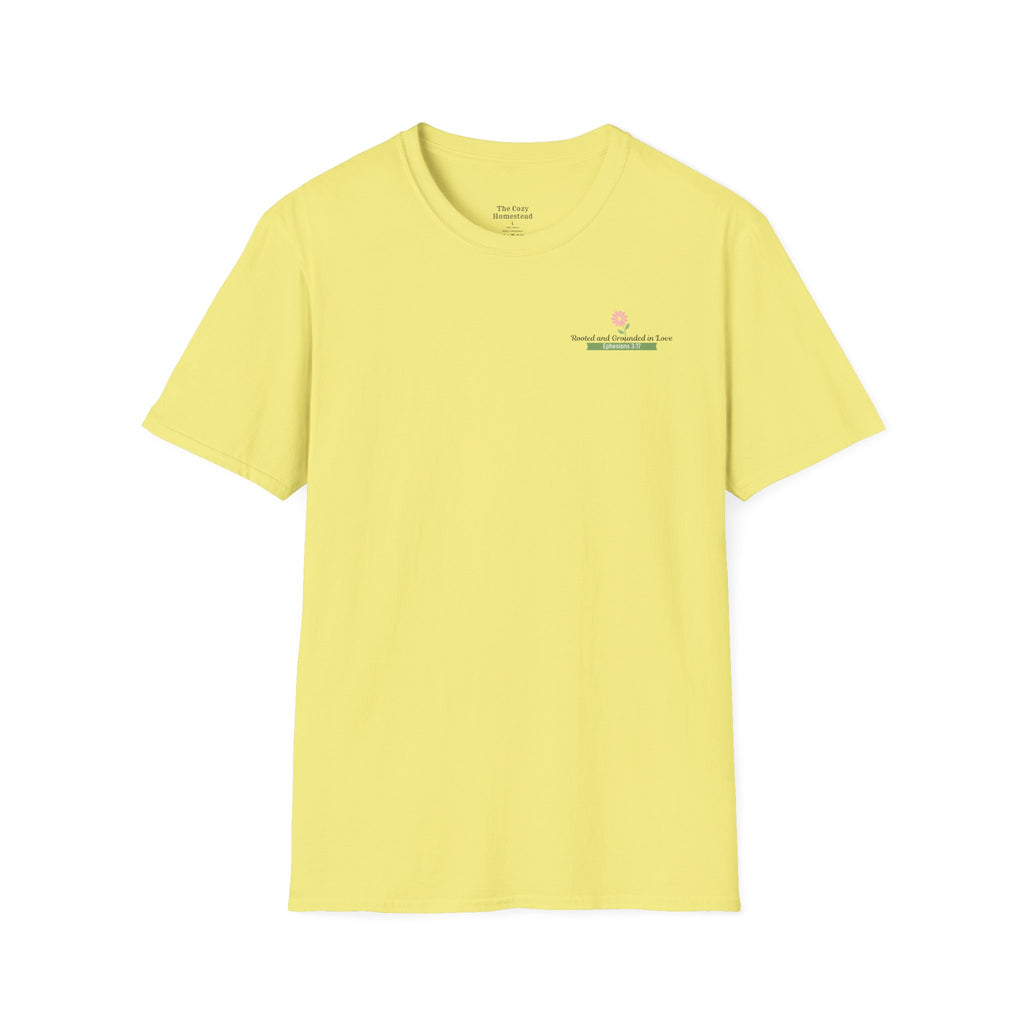 T-Shirt — 'Sunshine and Serendipity' Minimal Floral Chest Logo Tee