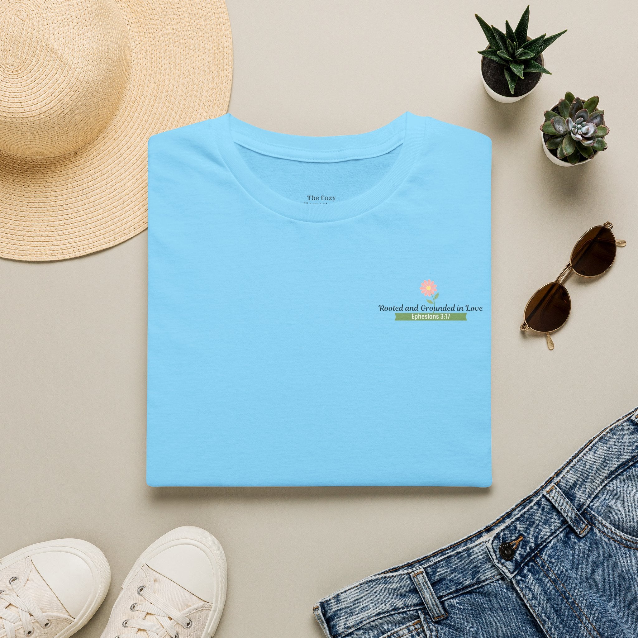 T-Shirt — 'Sunshine and Serendipity' Minimal Floral Chest Logo Tee