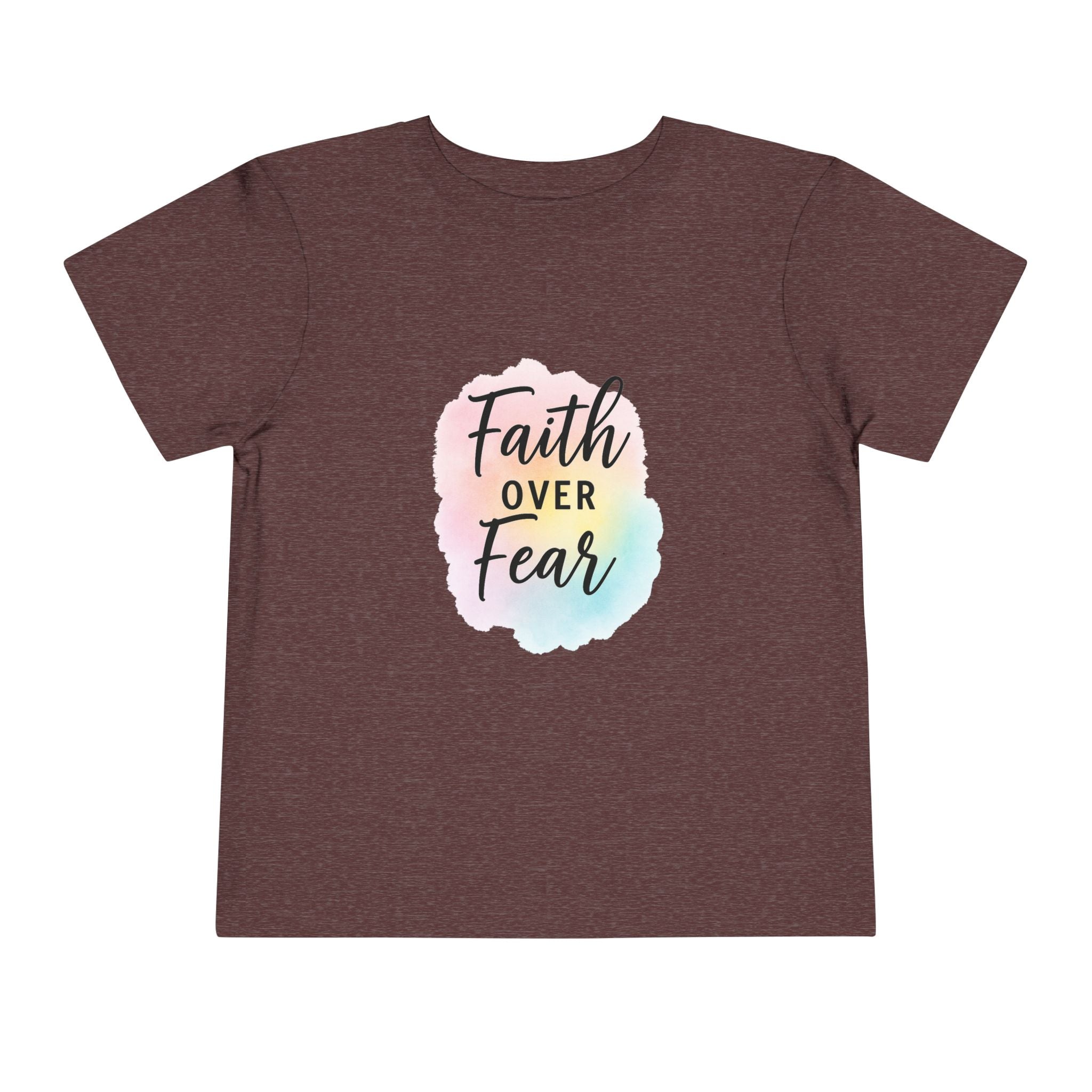 Faith Over Fear Toddler Tee — Pastel Watercolor Inspirational Kids Shirt