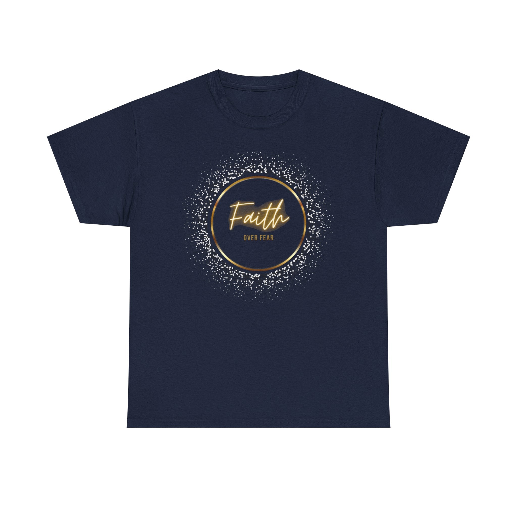 Friendship Circle Graphic Tee- 'Faith Over Fear' Gold Script Floral Badge