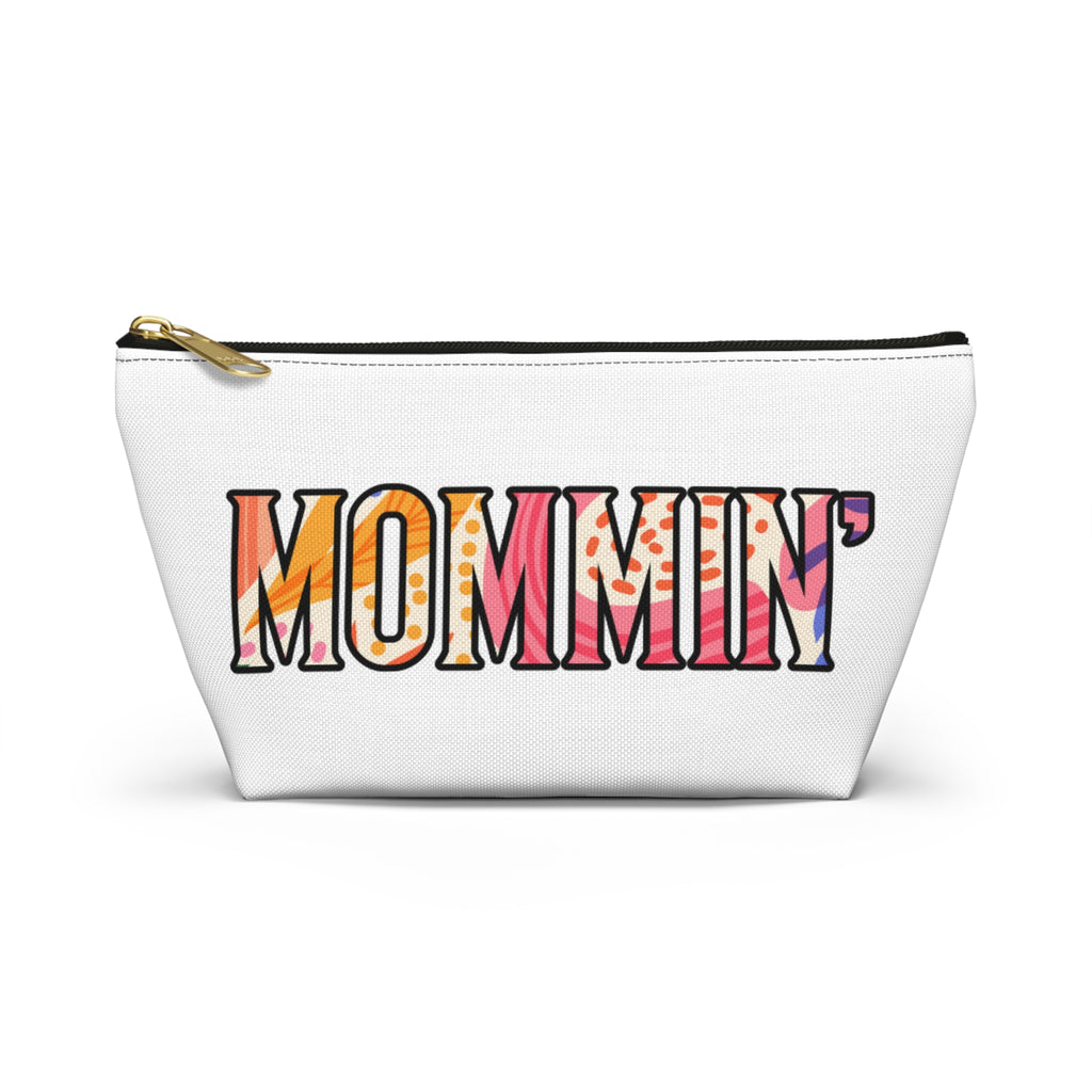 Mommin' Accessory Pouch — Floral Pattern T‑Bottom Makeup Bag