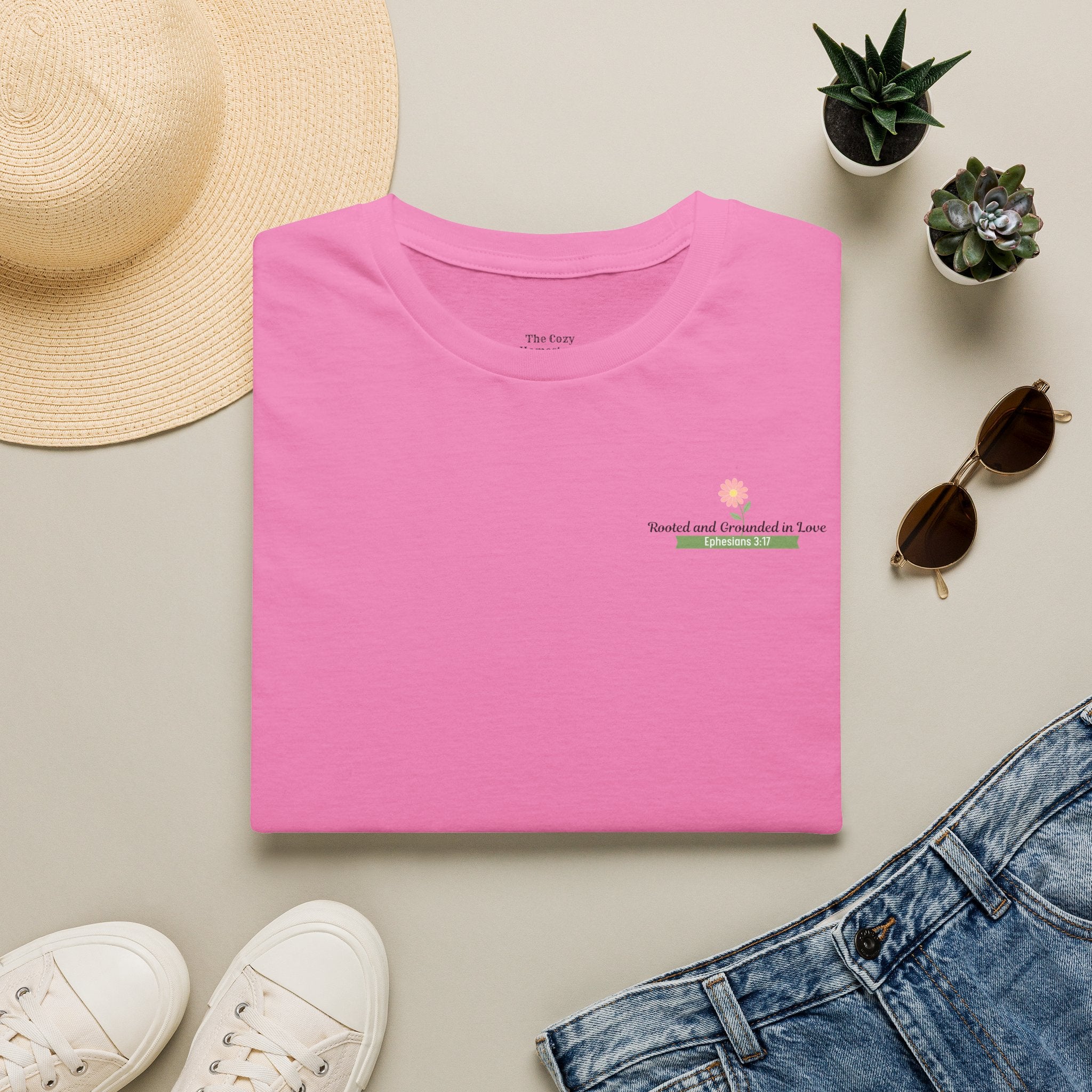 T-Shirt — 'Sunshine and Serendipity' Minimal Floral Chest Logo Tee