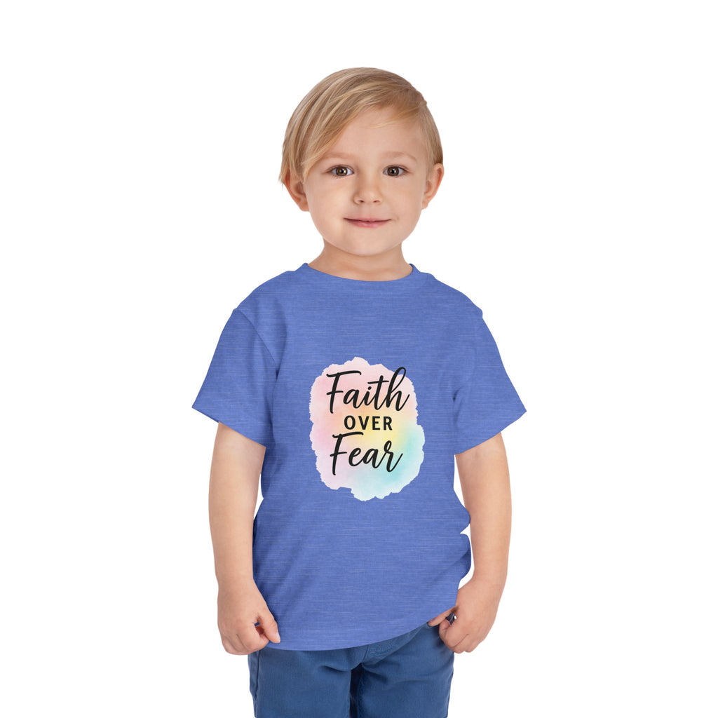 Faith Over Fear Toddler Tee — Pastel Watercolor Inspirational Kids Shirt