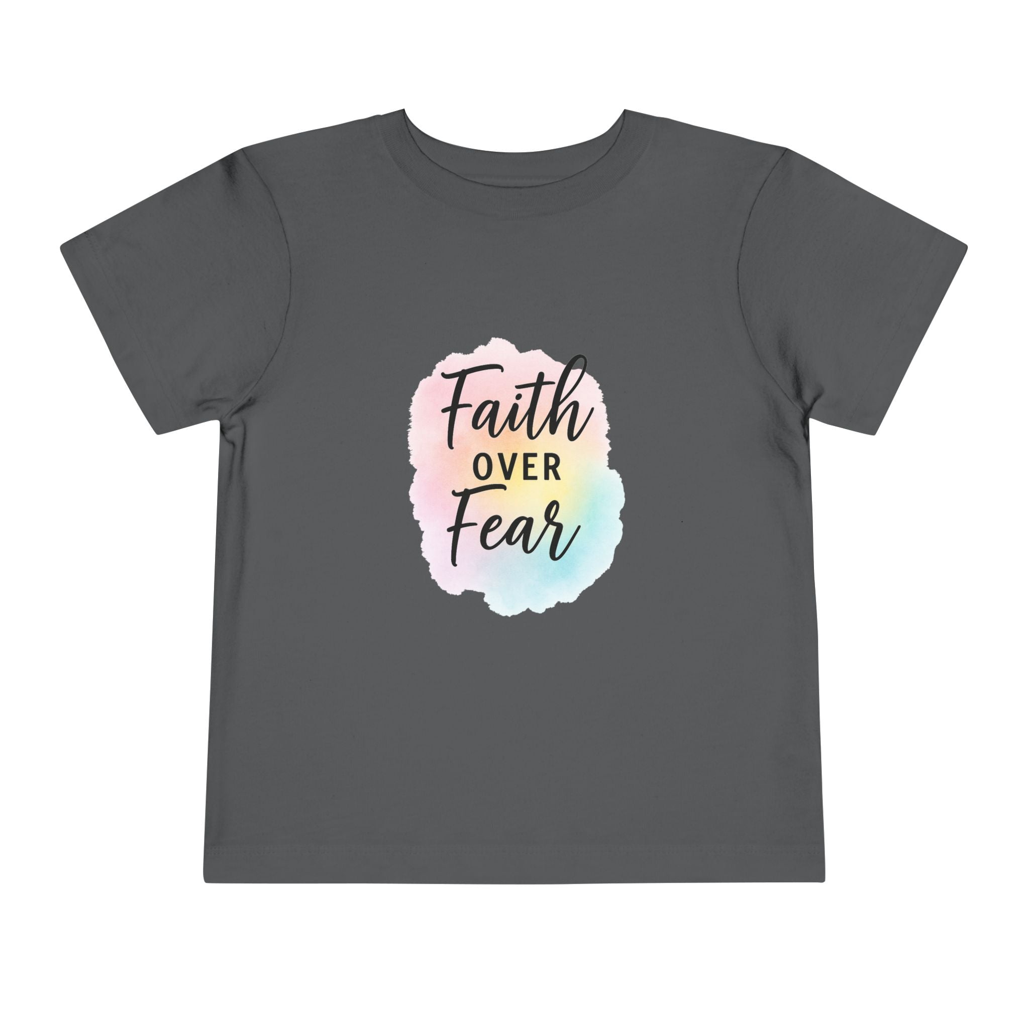 Faith Over Fear Toddler Tee — Pastel Watercolor Inspirational Kids Shirt