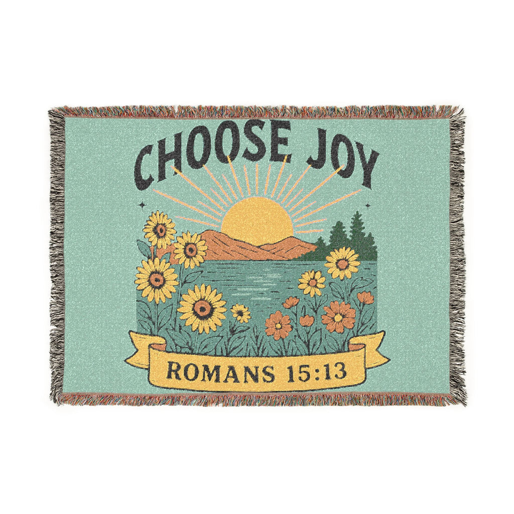 Choose Joy Woven Blanket — Romans 15:13 Sunflower Tapestry Throw