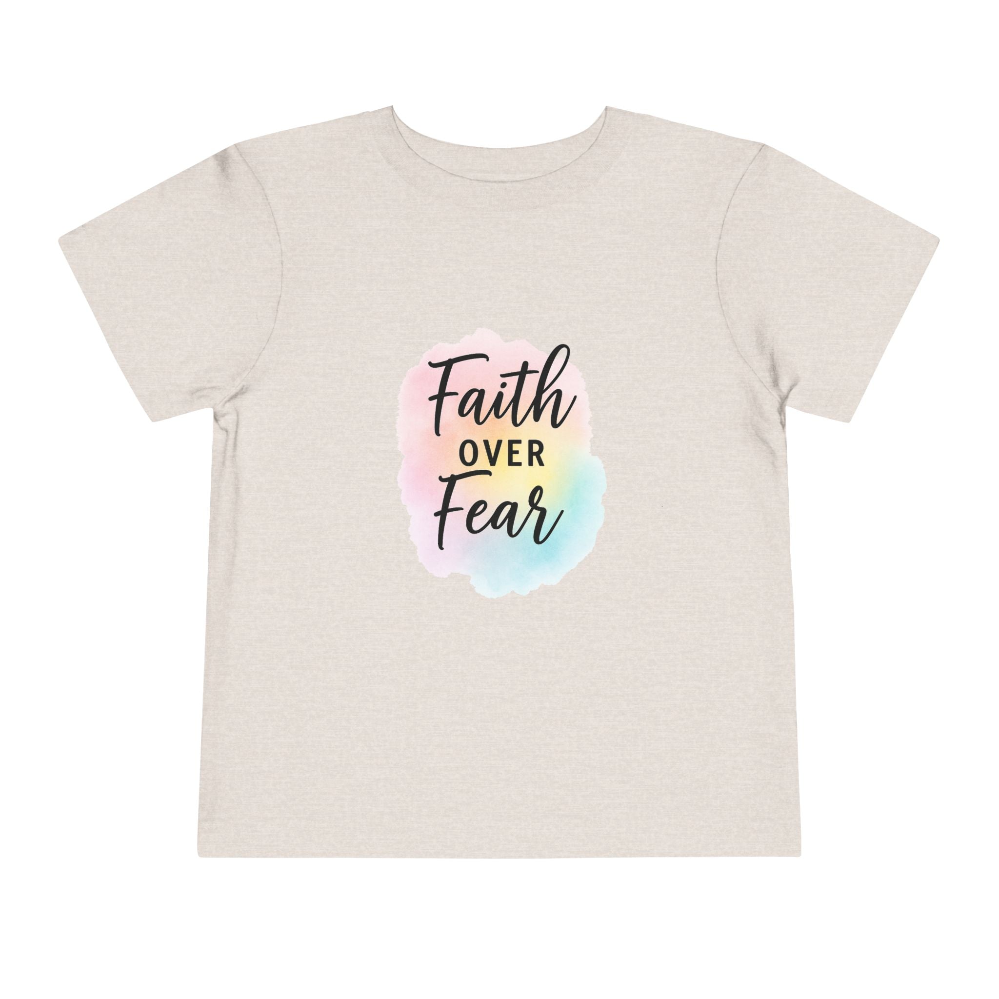 Faith Over Fear Toddler Tee — Pastel Watercolor Inspirational Kids Shirt