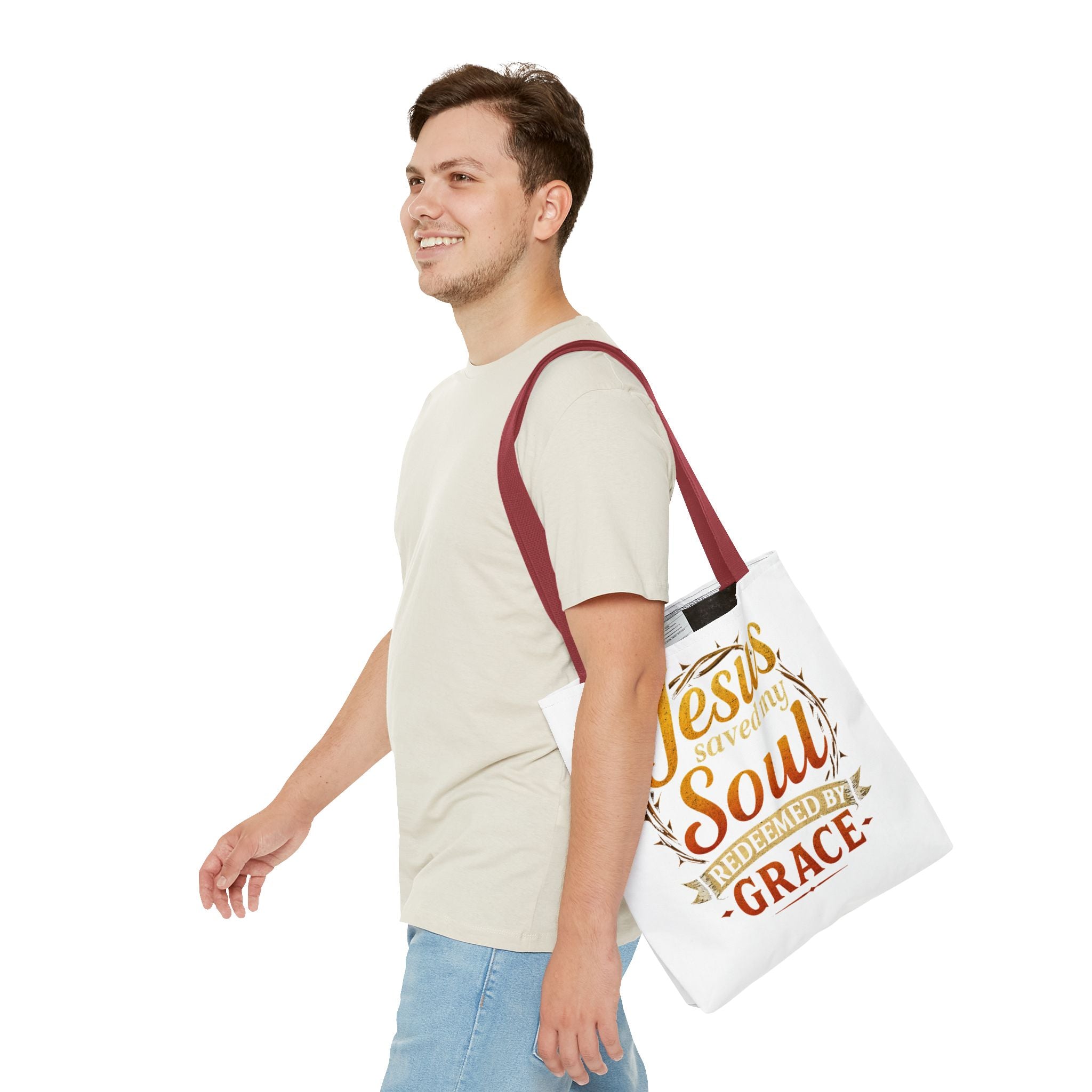 Canvas Tote Bag — "Jesus Saved My Soul, Redeemed by Grace"