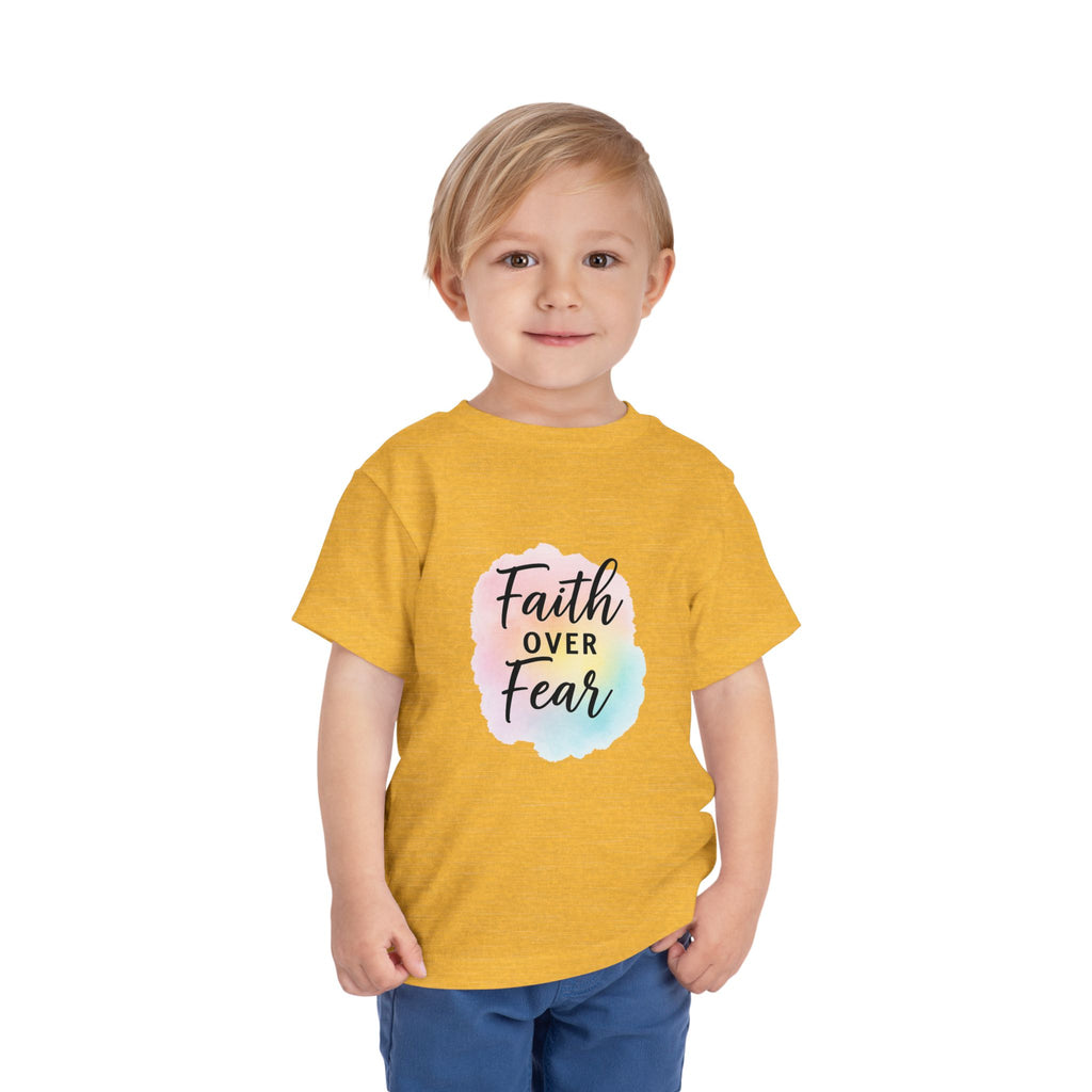 Faith Over Fear Toddler Tee — Pastel Watercolor Inspirational Kids Shirt