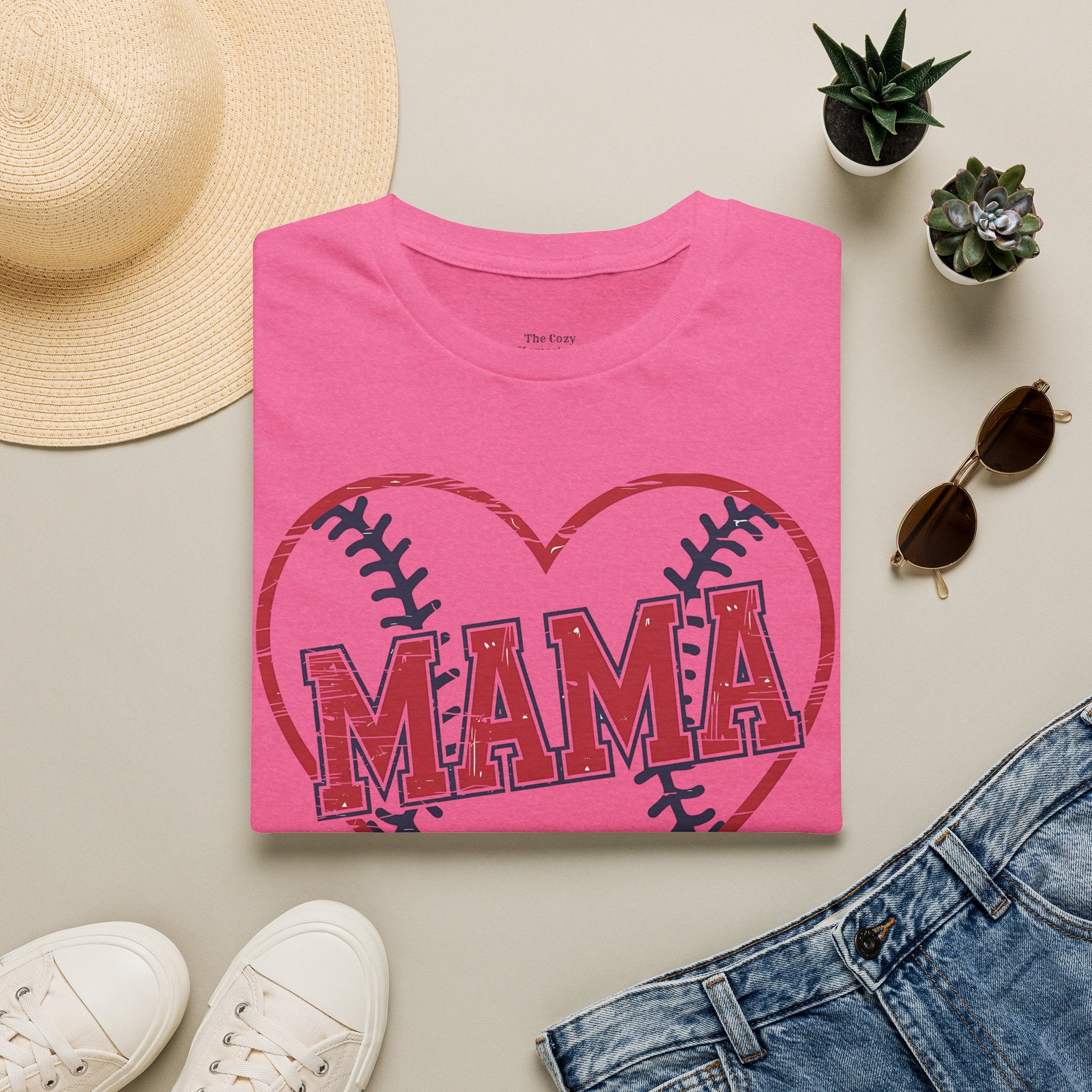 Mama Baseball T-Shirt — Heart Baseball Mom Tee