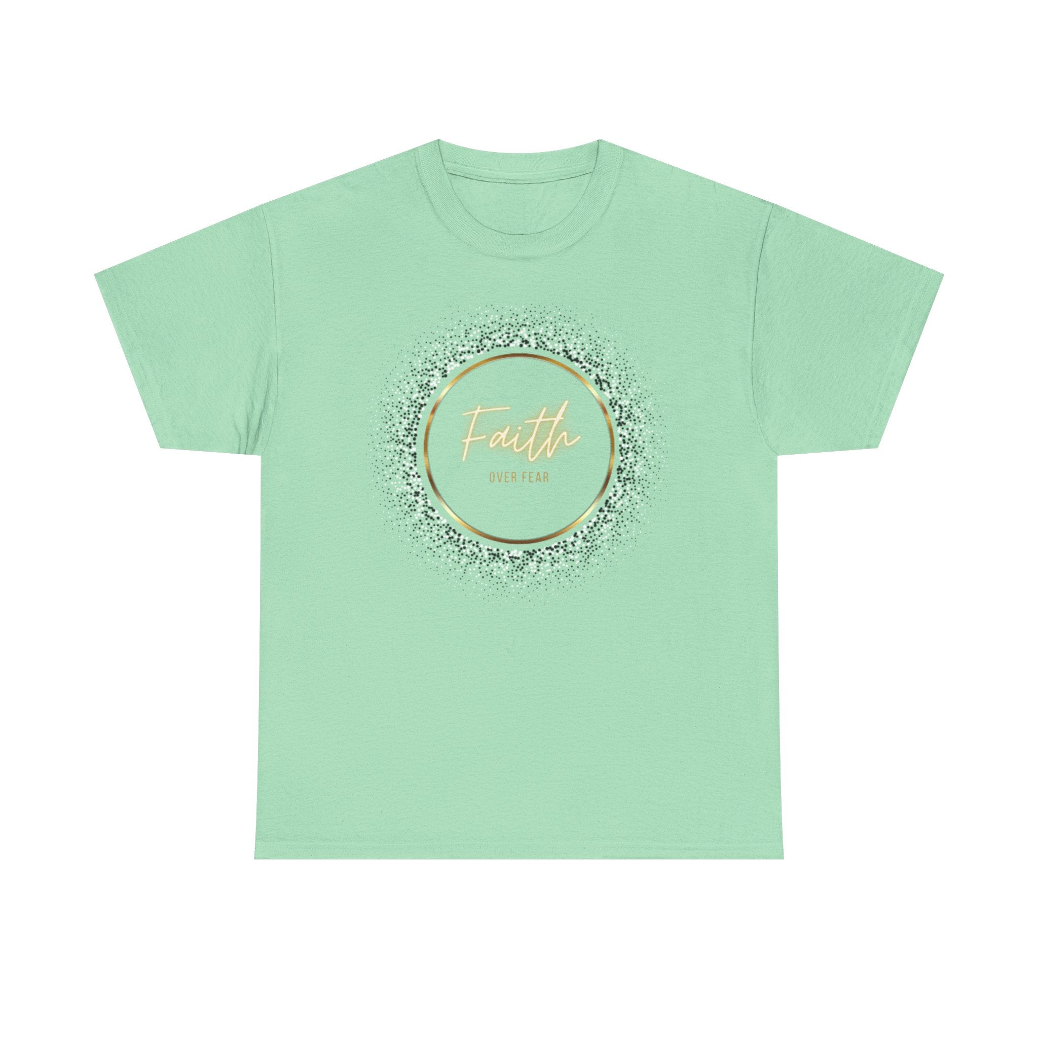 Friendship Circle Graphic Tee- 'Faith Over Fear' Gold Script Floral Badge