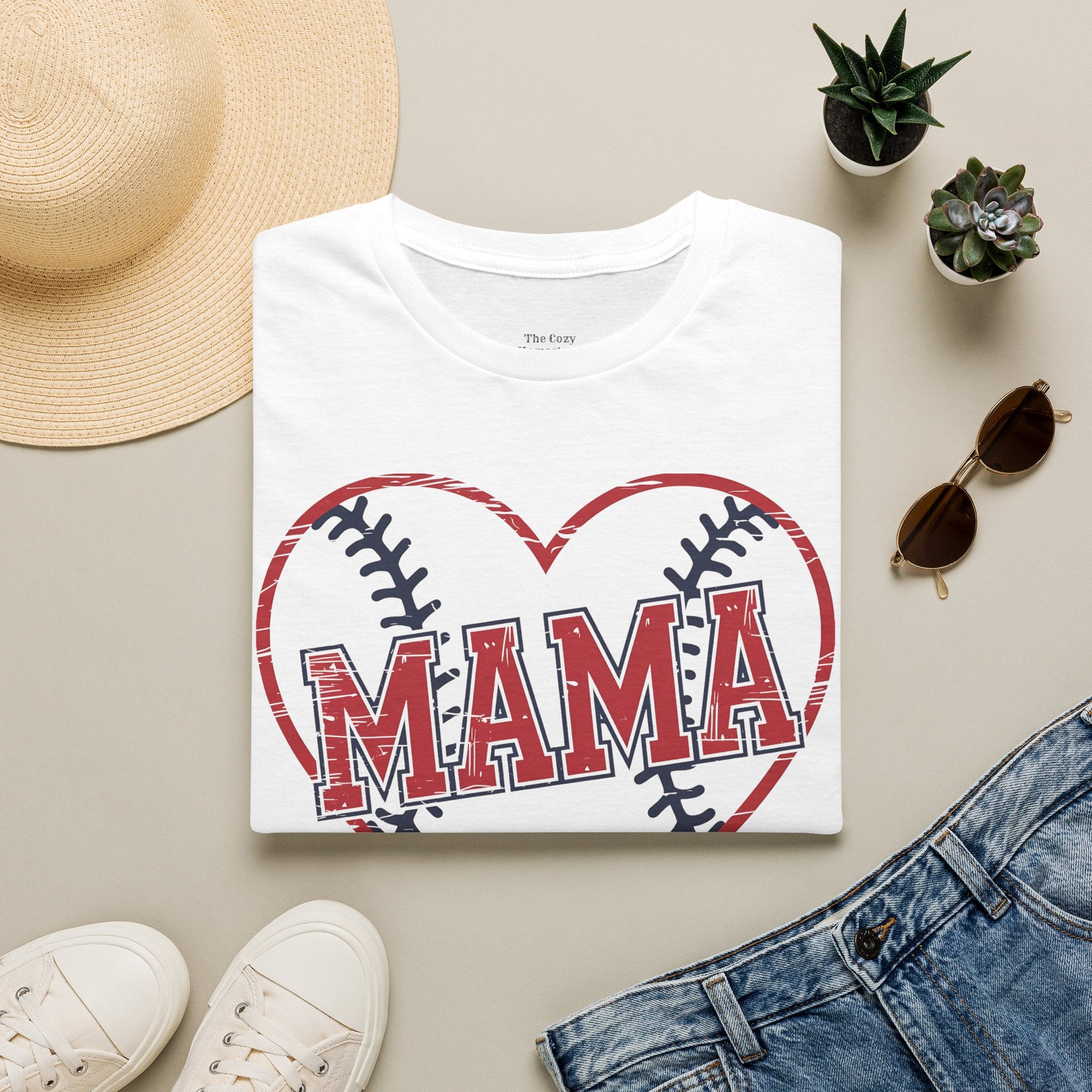 Mama Baseball T-Shirt — Heart Baseball Mom Tee