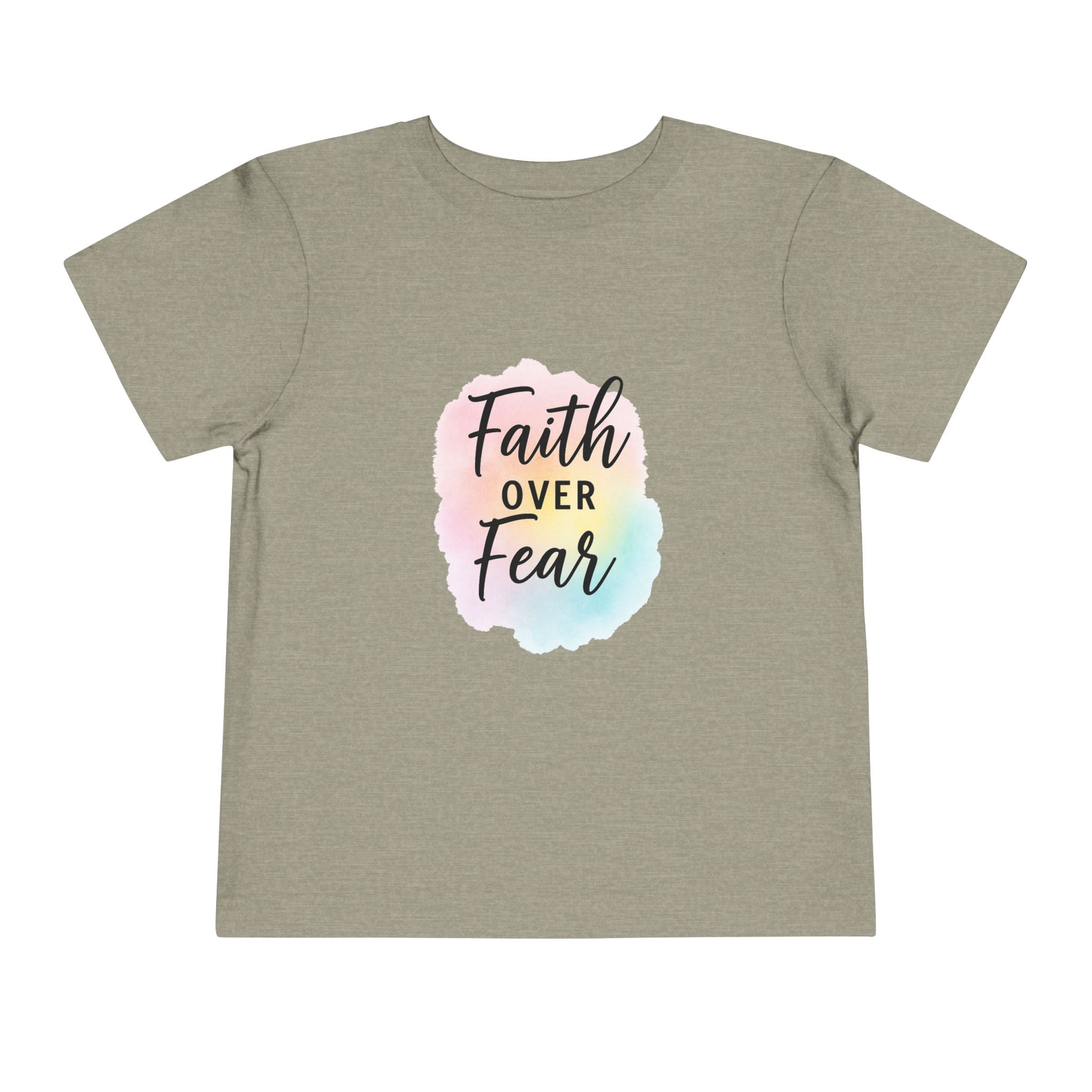 Faith Over Fear Toddler Tee — Pastel Watercolor Inspirational Kids Shirt