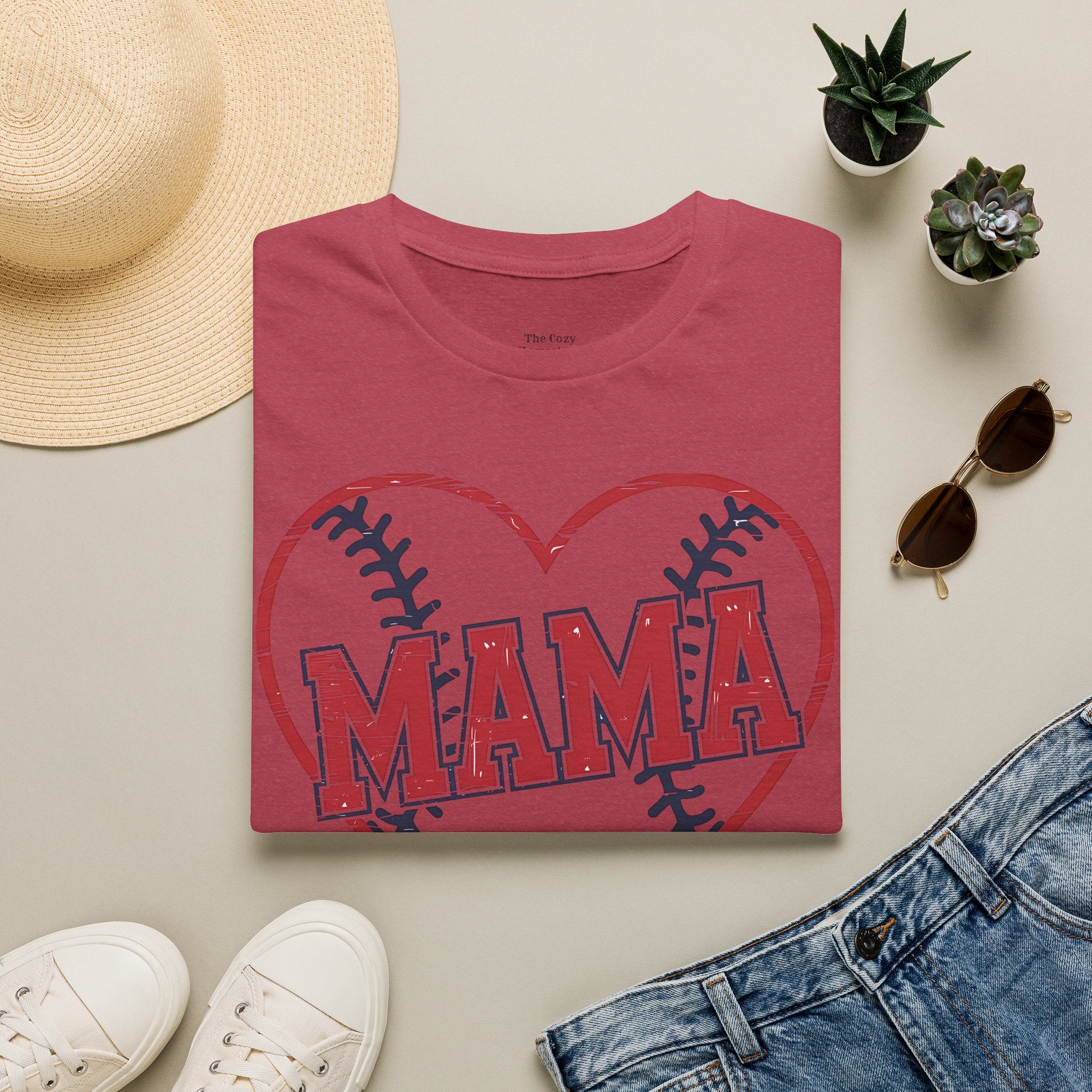 Mama Baseball T-Shirt — Heart Baseball Mom Tee