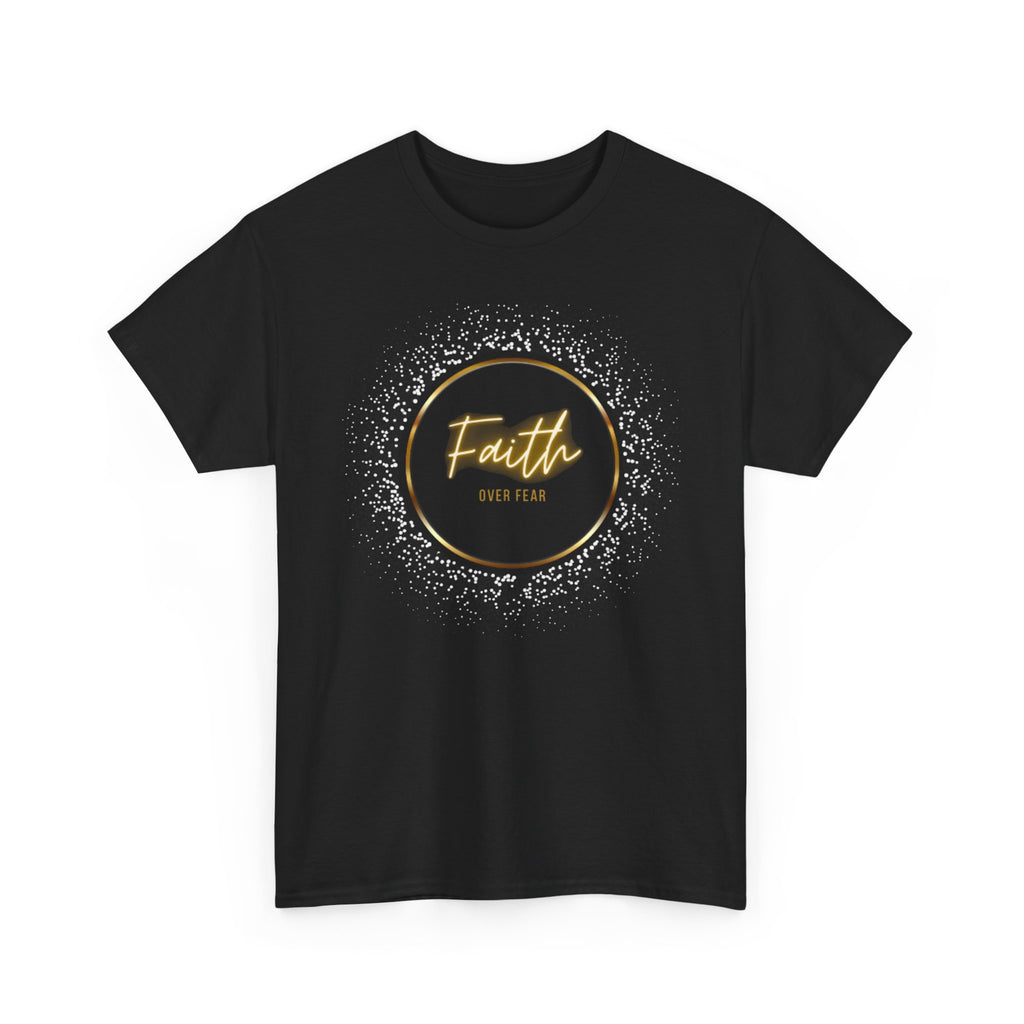 Friendship Circle Graphic Tee- 'Faith Over Fear' Gold Script Floral Badge