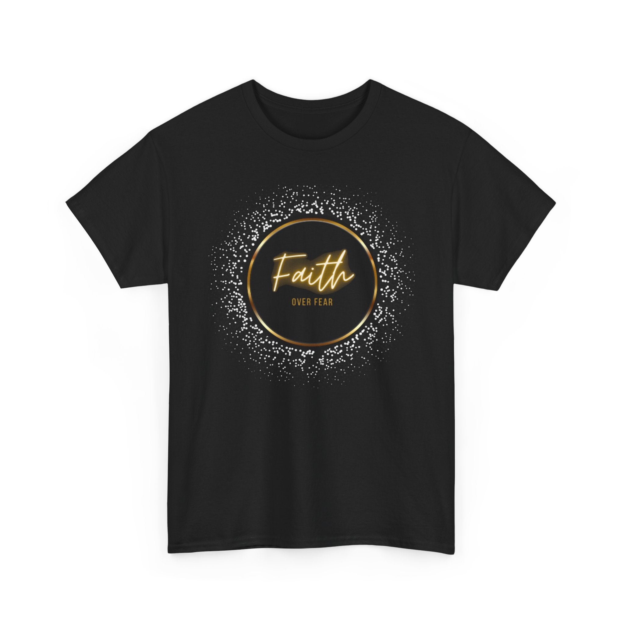 Friendship Circle Graphic Tee- 'Faith Over Fear' Gold Script Floral Badge