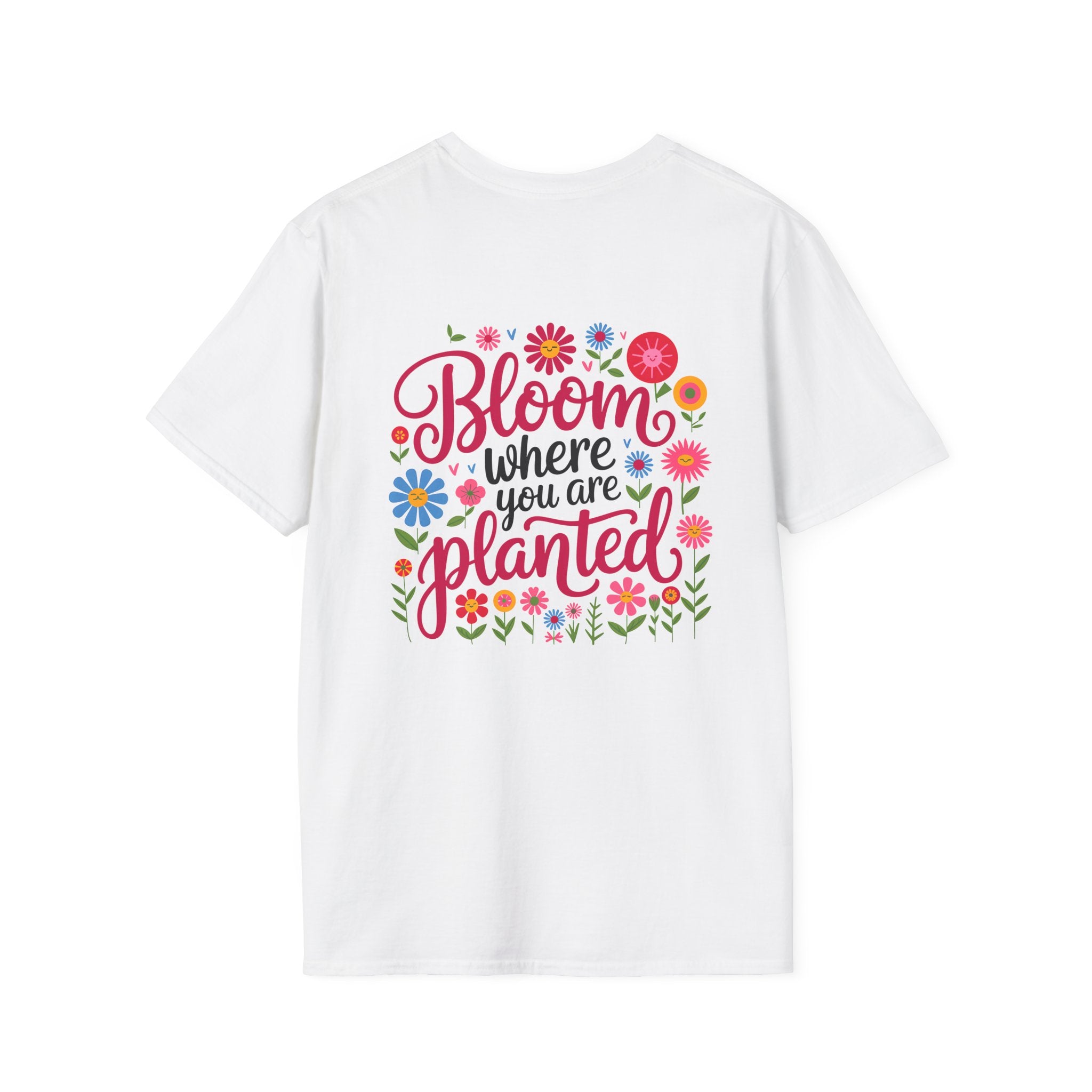 T-Shirt — 'Sunshine and Serendipity' Minimal Floral Chest Logo Tee