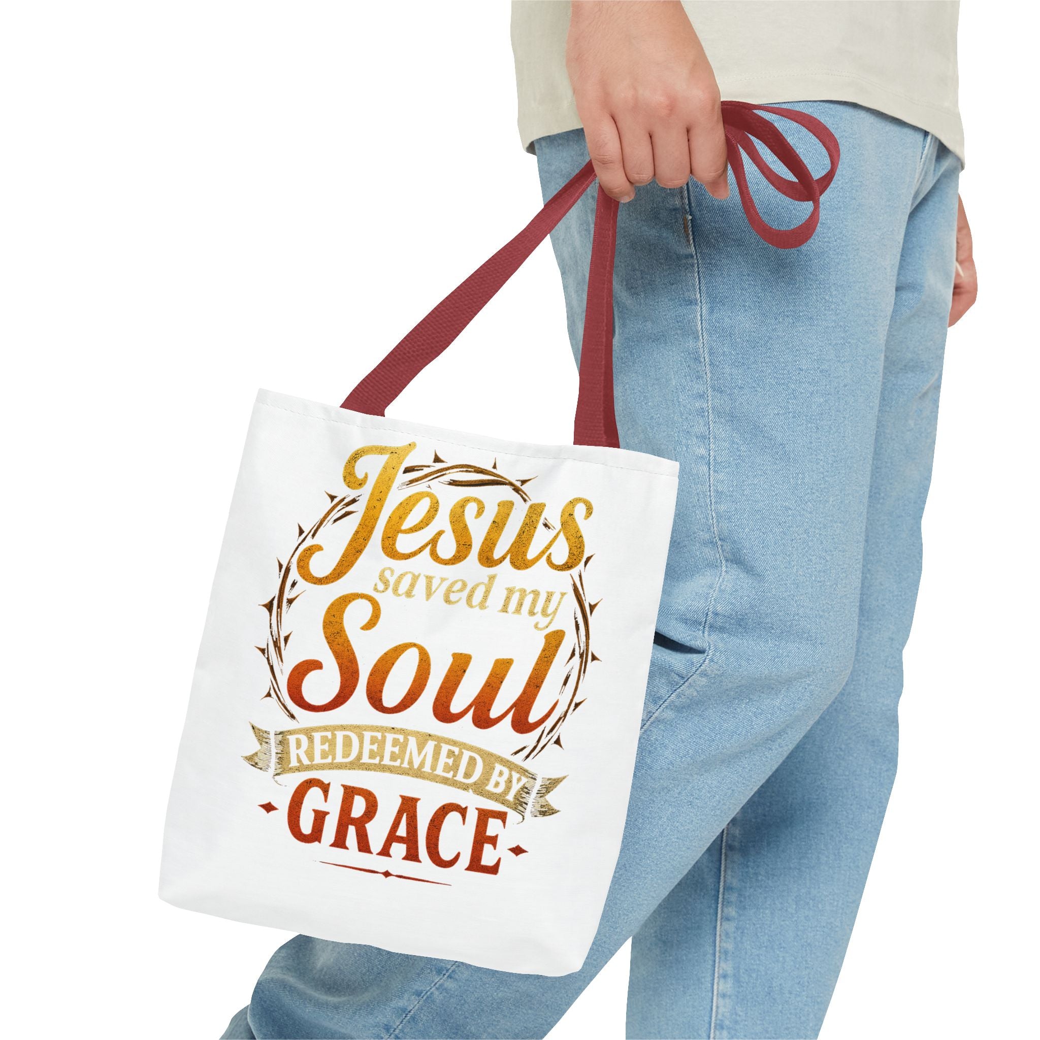 Canvas Tote Bag — "Jesus Saved My Soul, Redeemed by Grace"