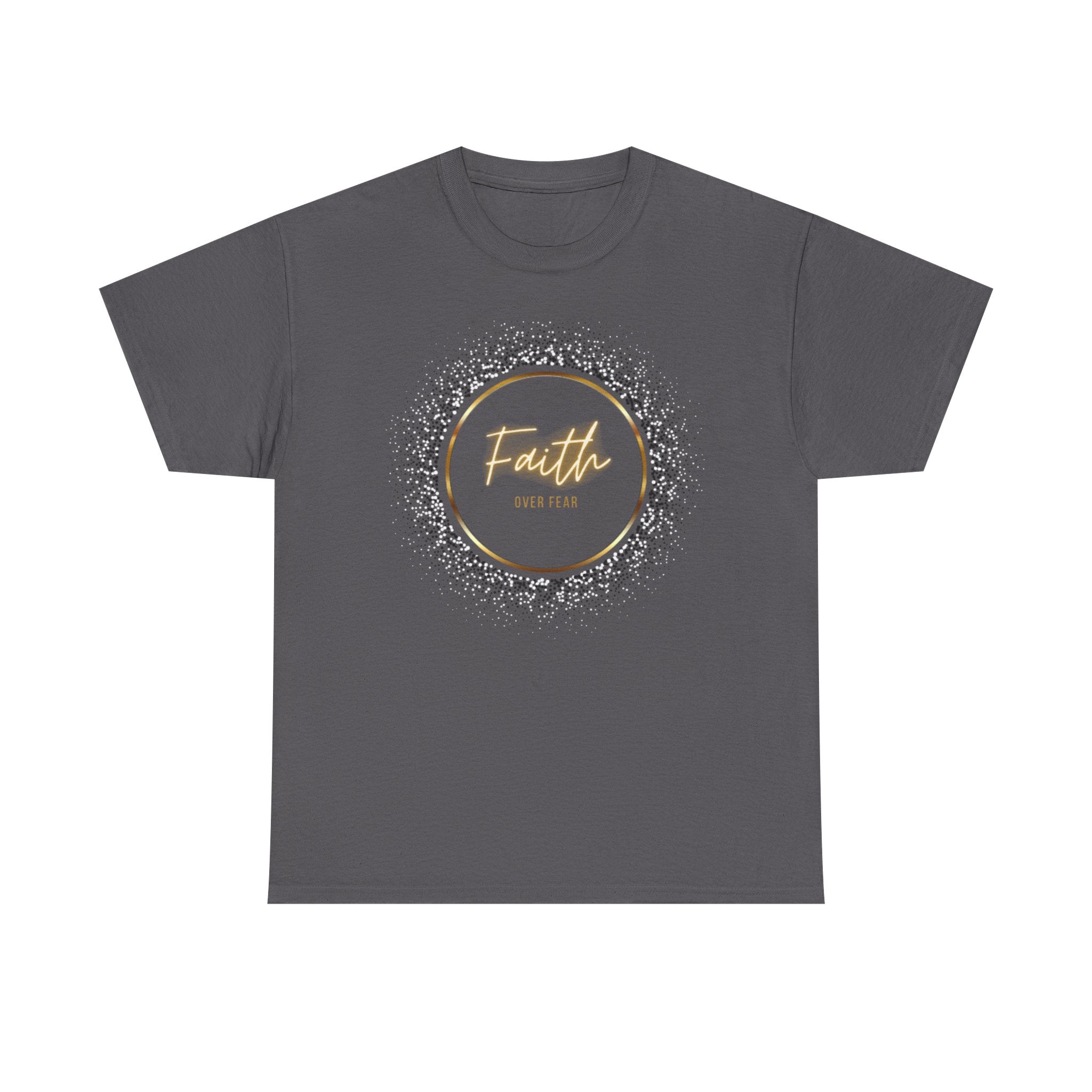 Friendship Circle Graphic Tee- 'Faith Over Fear' Gold Script Floral Badge