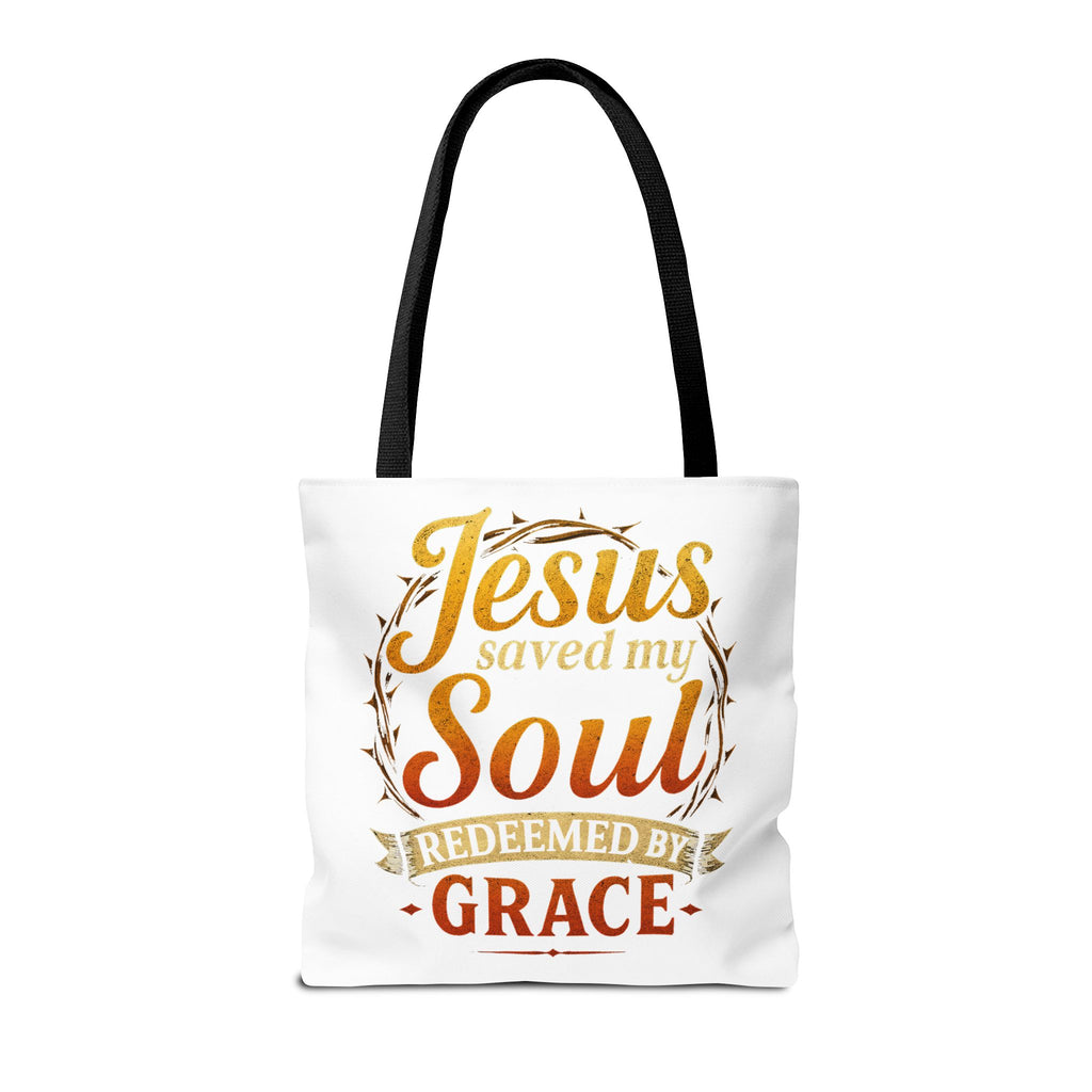 Canvas Tote Bag — "Jesus Saved My Soul, Redeemed by Grace"