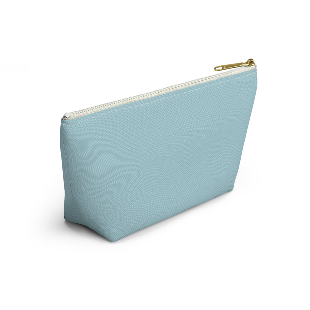 Mom Life Accessory Pouch — Floral Turquoise T‑Bottom Makeup Bag