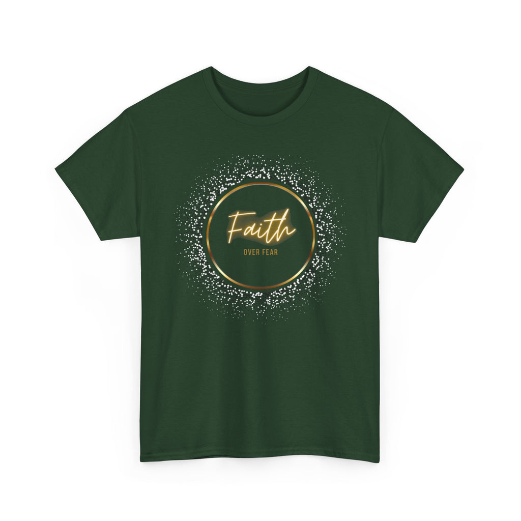 Friendship Circle Graphic Tee- 'Faith Over Fear' Gold Script Floral Badge