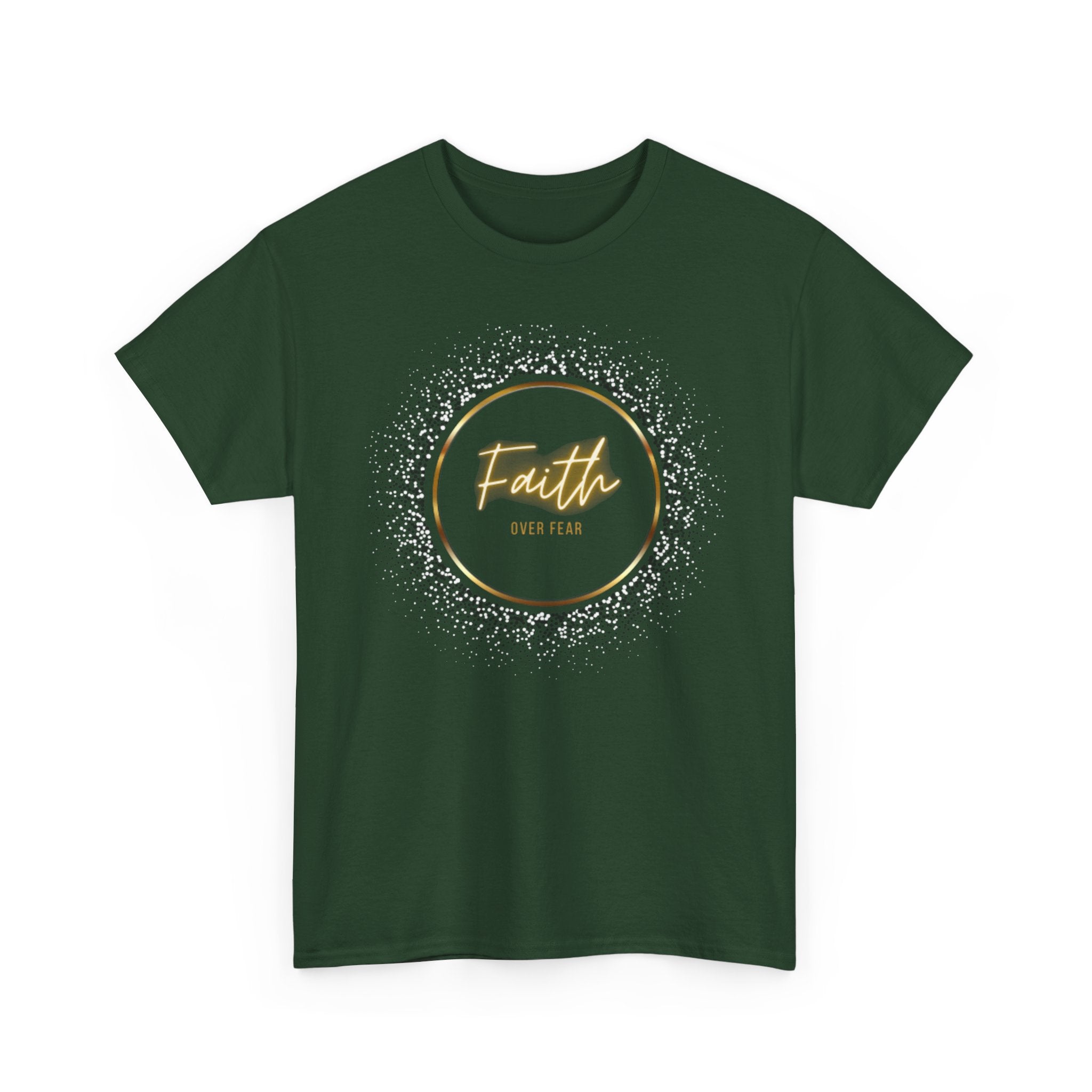 Friendship Circle Graphic Tee- 'Faith Over Fear' Gold Script Floral Badge