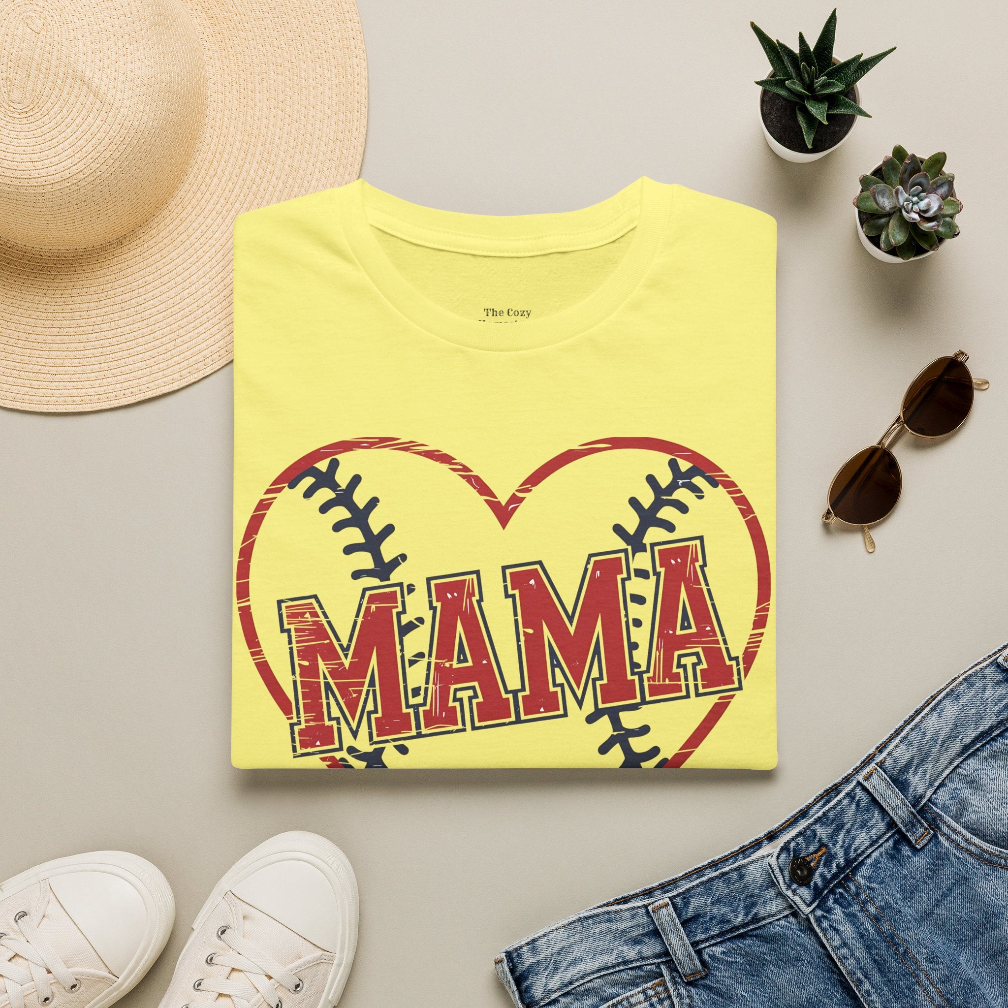 Mama Baseball T-Shirt — Heart Baseball Mom Tee