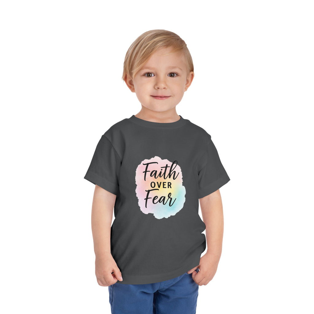 Faith Over Fear Toddler Tee — Pastel Watercolor Inspirational Kids Shirt