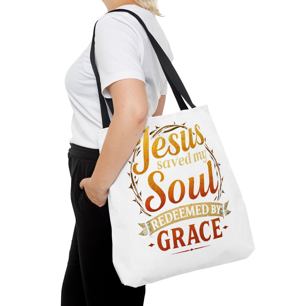 Canvas Tote Bag — "Jesus Saved My Soul, Redeemed by Grace"