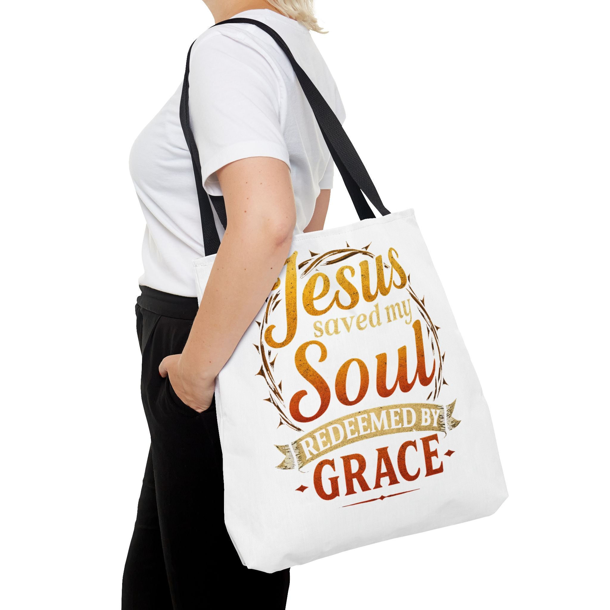 Canvas Tote Bag — "Jesus Saved My Soul, Redeemed by Grace"