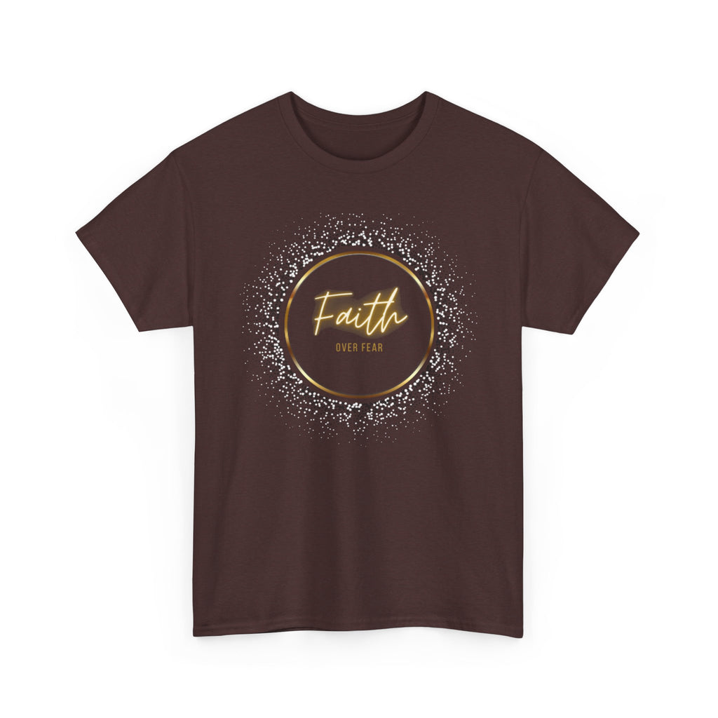 Friendship Circle Graphic Tee- 'Faith Over Fear' Gold Script Floral Badge