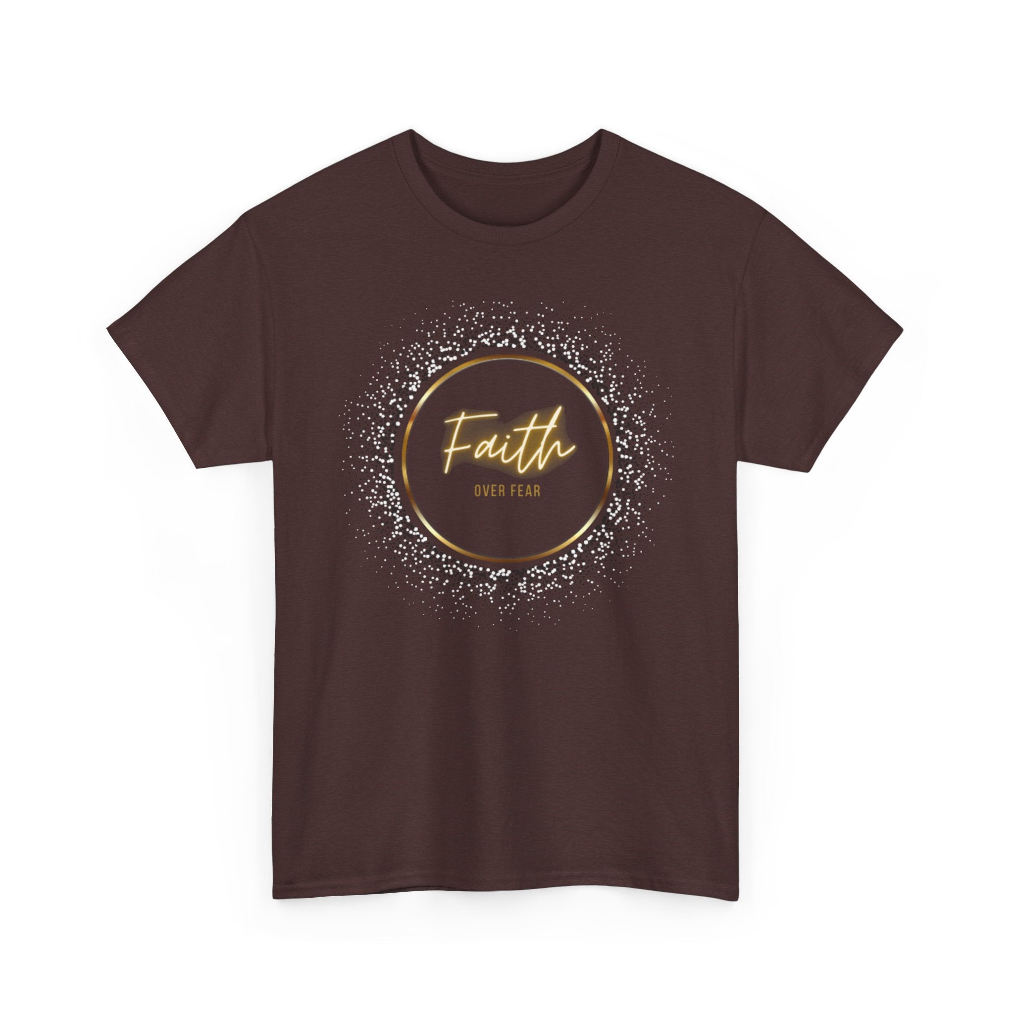 Friendship Circle Graphic Tee- 'Faith Over Fear' Gold Script Floral Badge