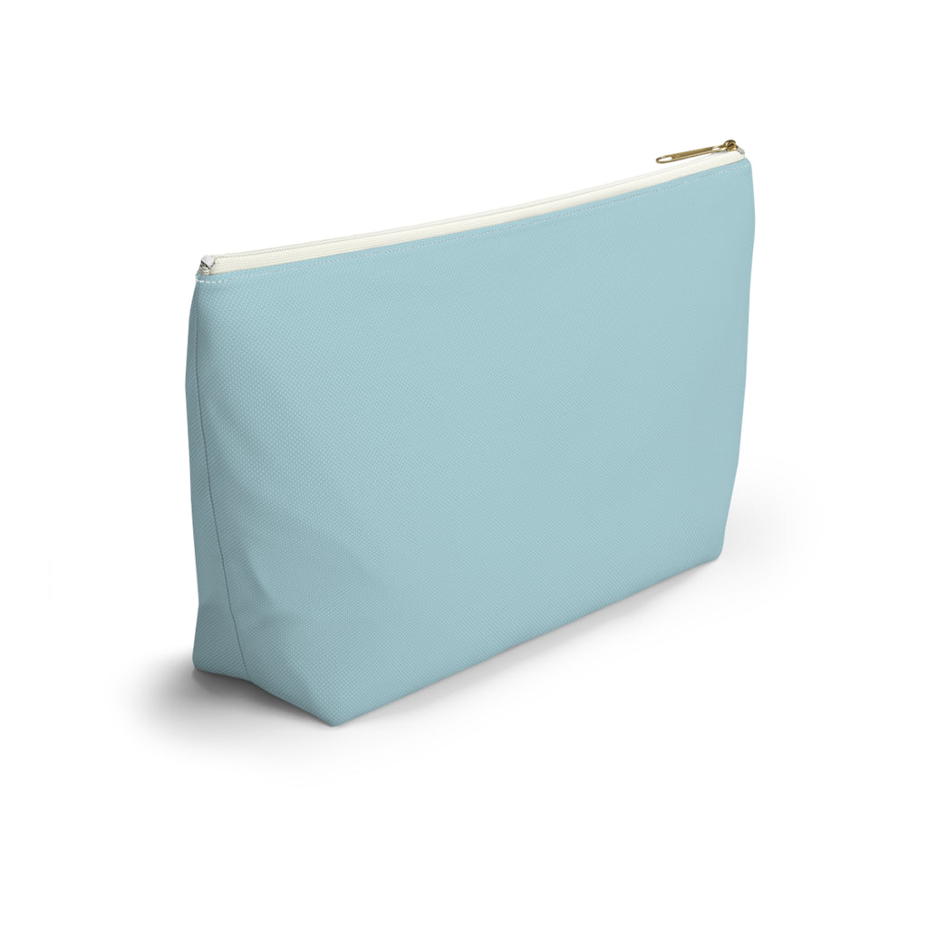 Mom Life Accessory Pouch — Floral Turquoise T‑Bottom Makeup Bag