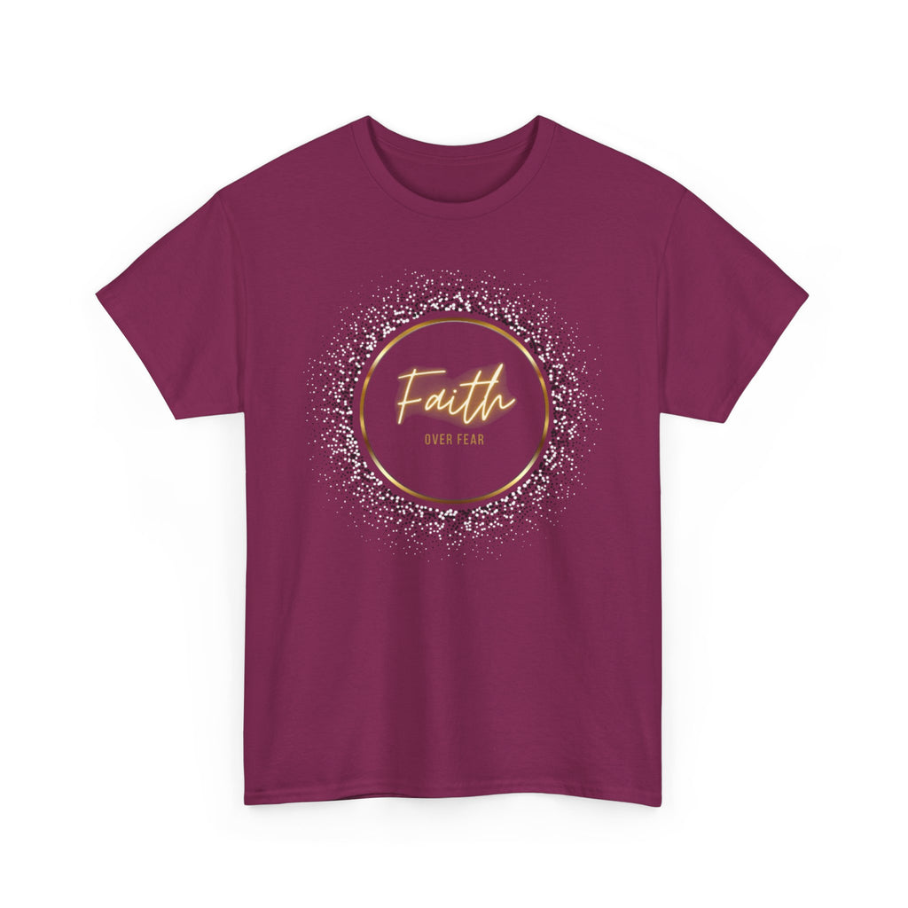 Friendship Circle Graphic Tee- 'Faith Over Fear' Gold Script Floral Badge