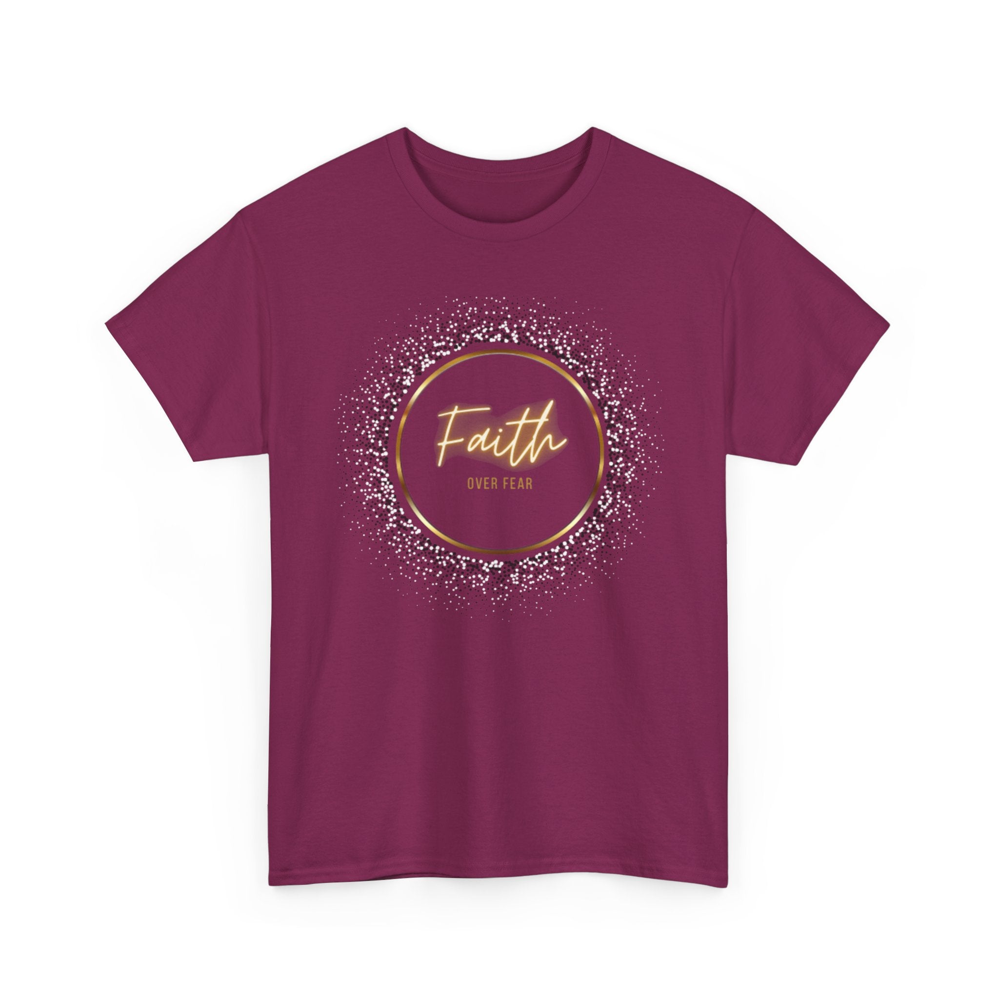 Friendship Circle Graphic Tee- 'Faith Over Fear' Gold Script Floral Badge
