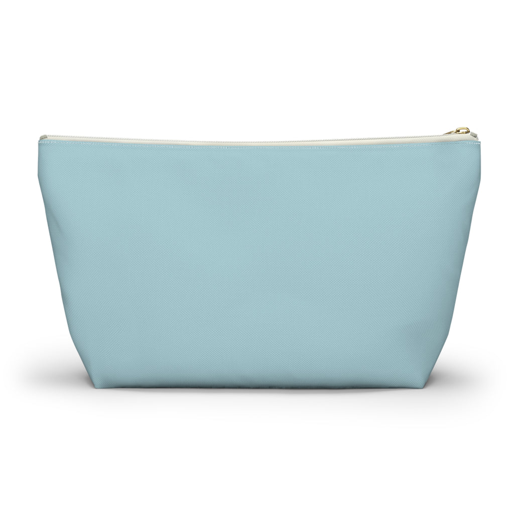 Mom Life Accessory Pouch — Floral Turquoise T‑Bottom Makeup Bag